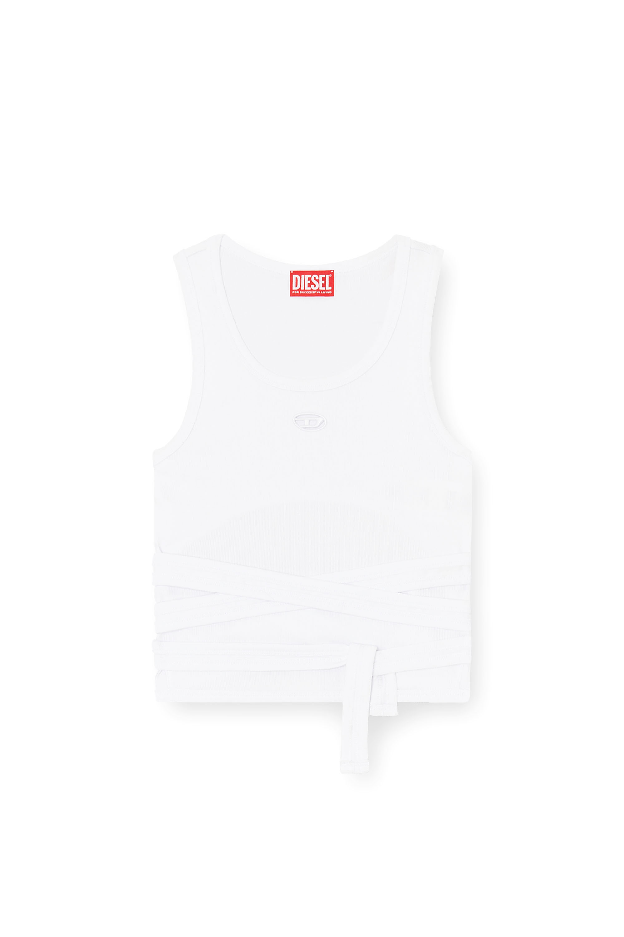 Diesel - T-ANKY-TAIL-S1, Crop top con design avvolgente Donna in Bianco - 2