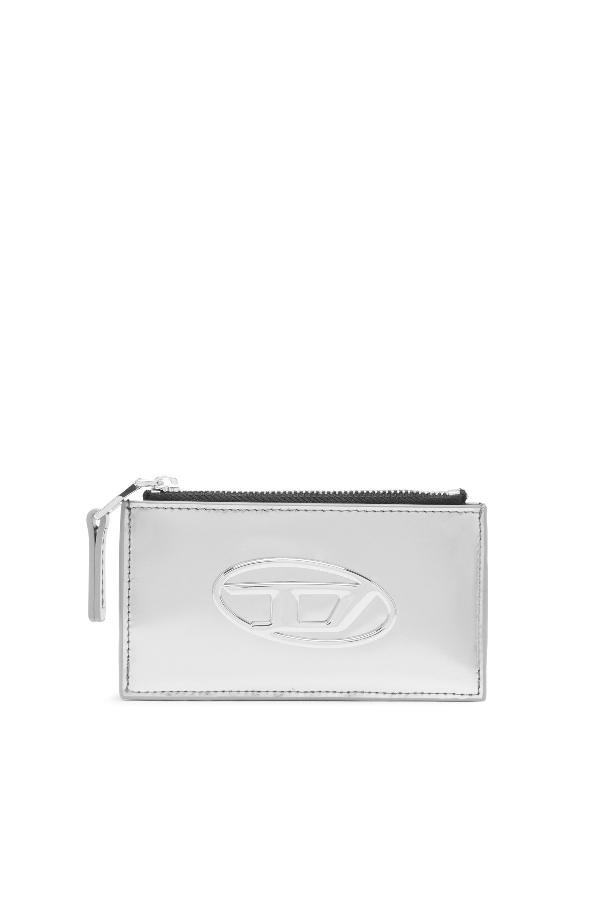 Diesel - CARD HOLDER COIN S, Portacarte in pelle metallizzata Donna in Argento - 1