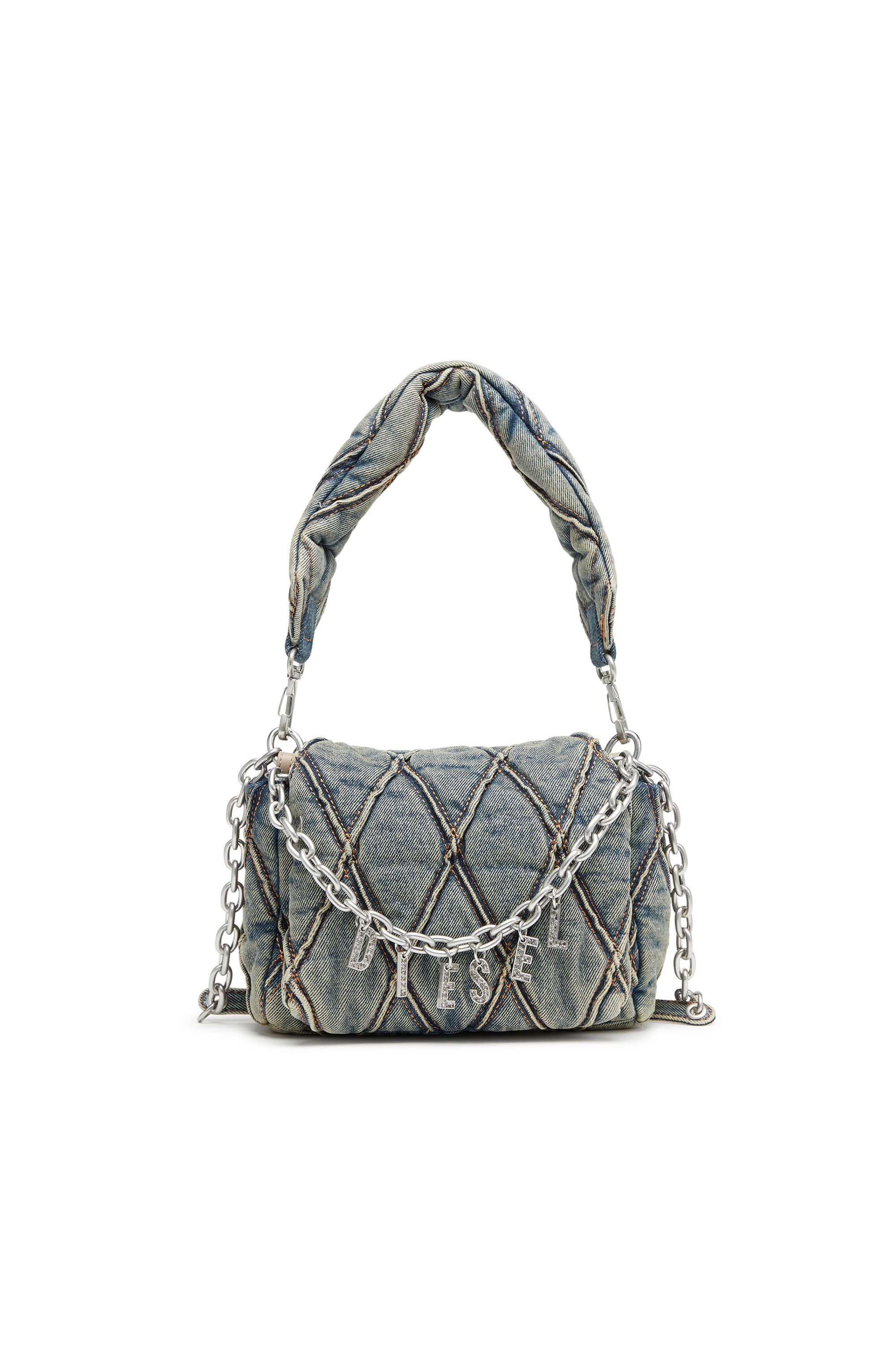 Diesel - CHARM-D SHOULDER S, Charm-D S-Borsa piccola in denim trapuntato Donna in Blu - 1