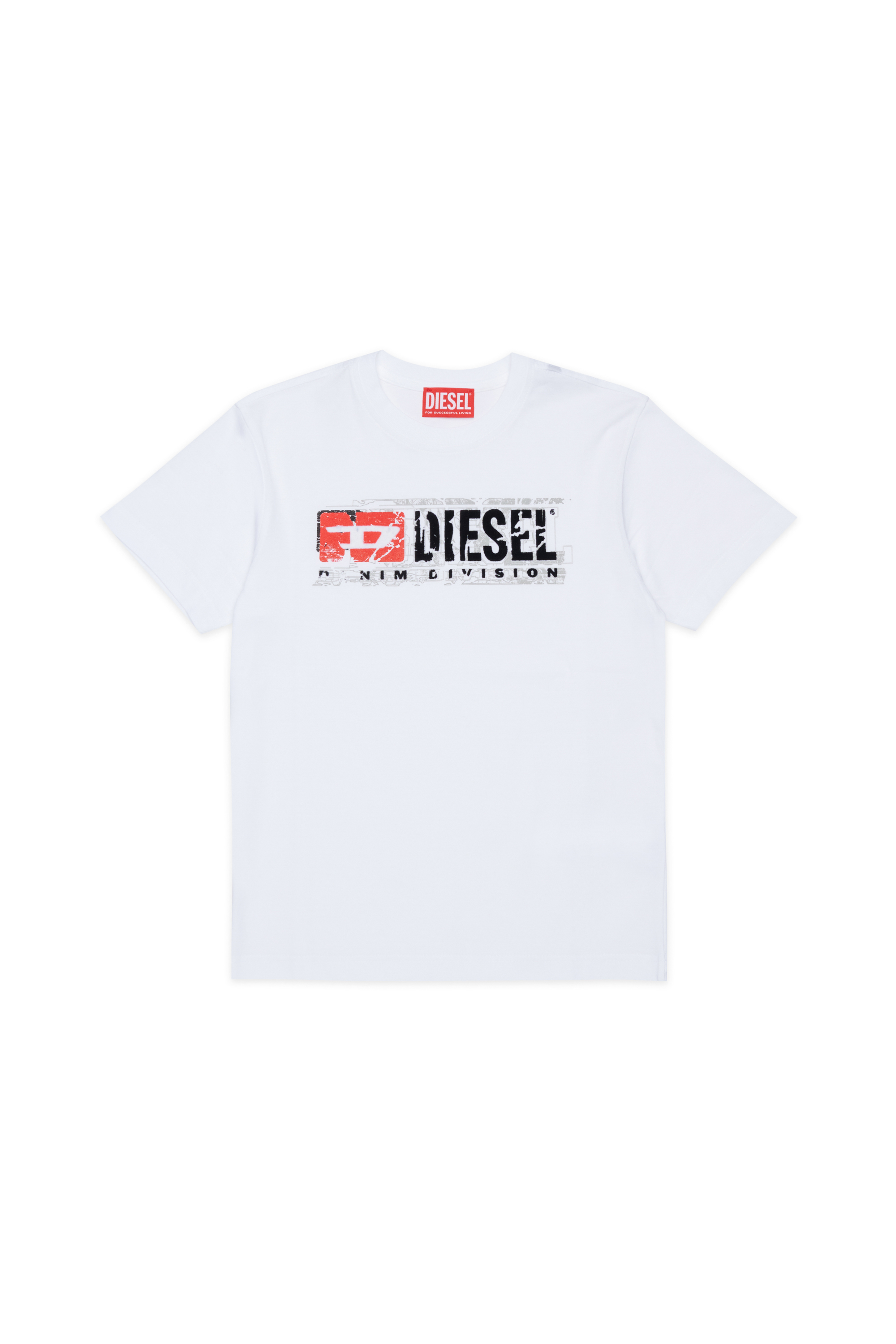 Diesel - TLOMIX, Herren T-shirt mit distressed Logo-Print in Wei&szlig; - 1