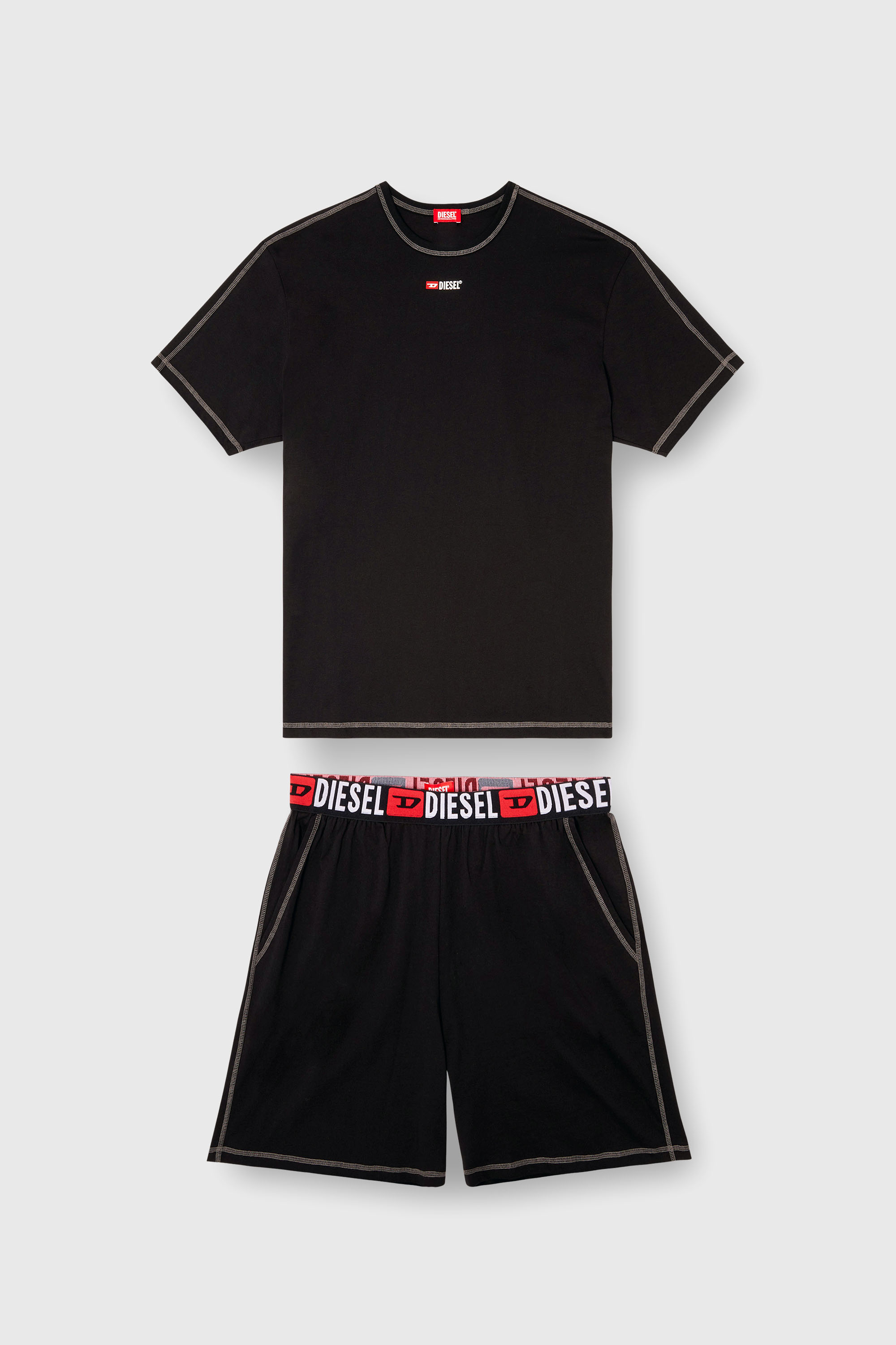 Diesel - SET-ADAM-D-CORE, Man's Short Pajamas set in cotton jersey in Black - 2