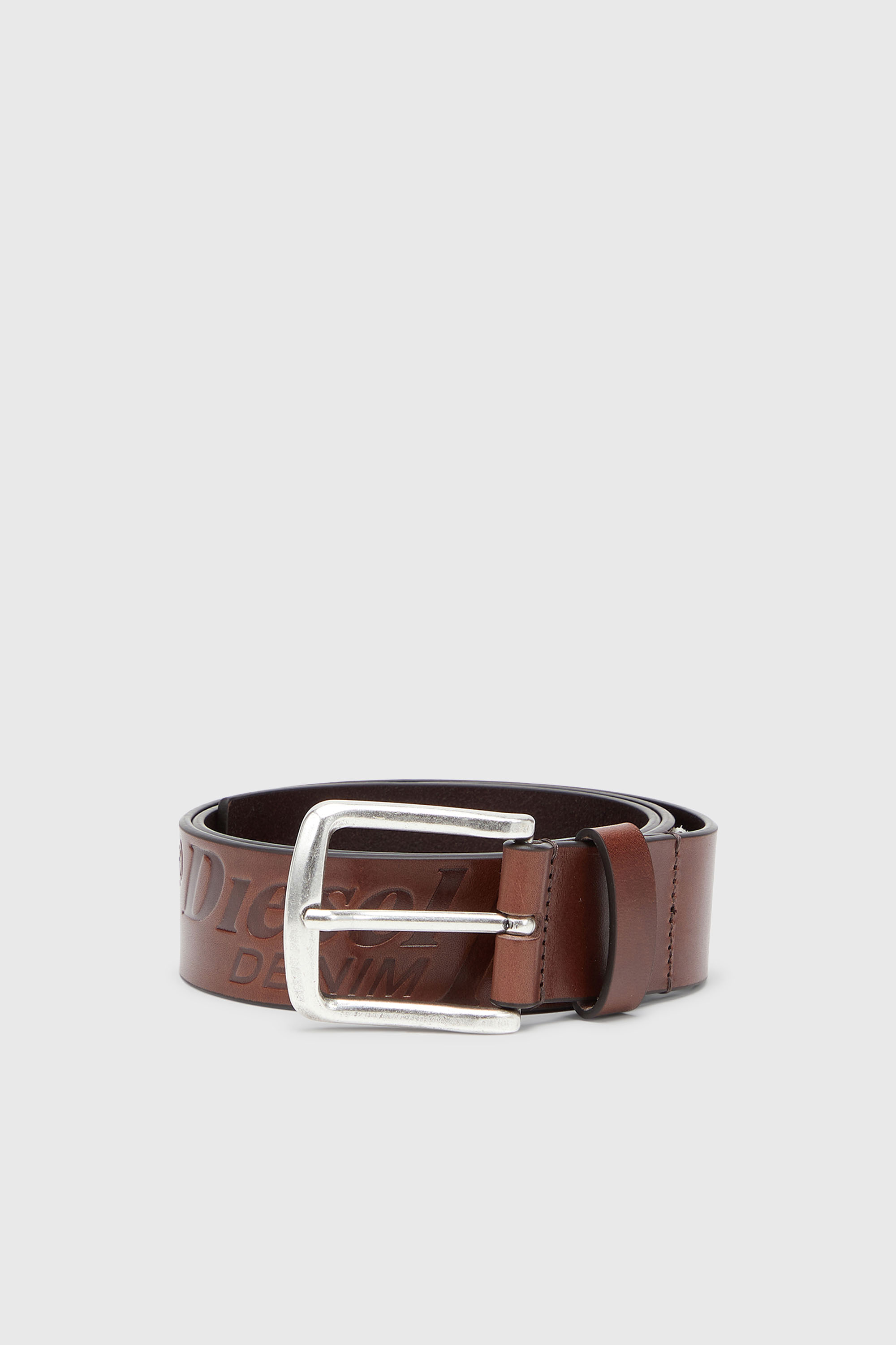 Diesel - B-FLAG-D EMBOSSED, Ceinture 4 cm en cuir avec logo grav&eacute; Homme in Marron - 1