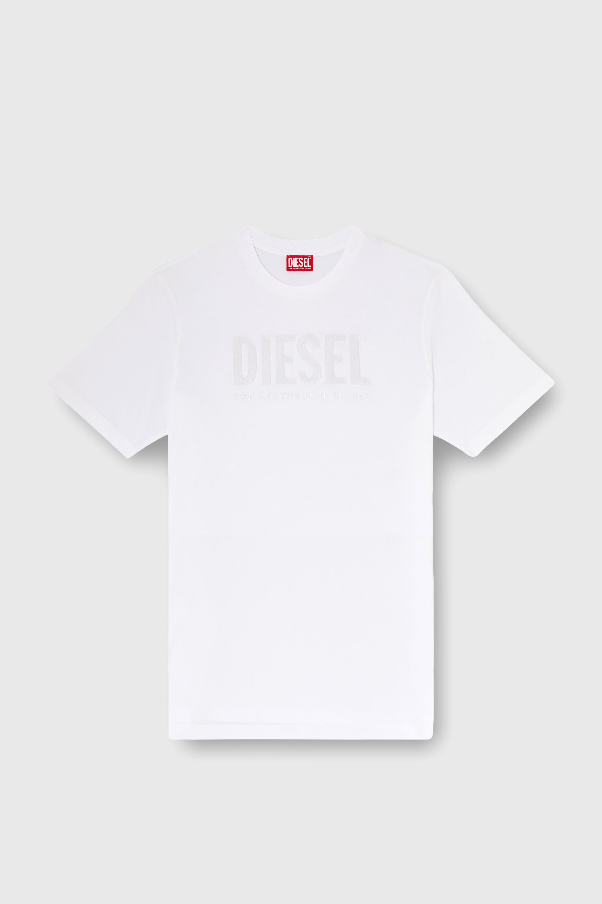 Diesel - T-JUST-OVA-T92, T-shirt en coton avec imprim&eacute; logo Diesel ton sur ton Homme in Blanc - 2
