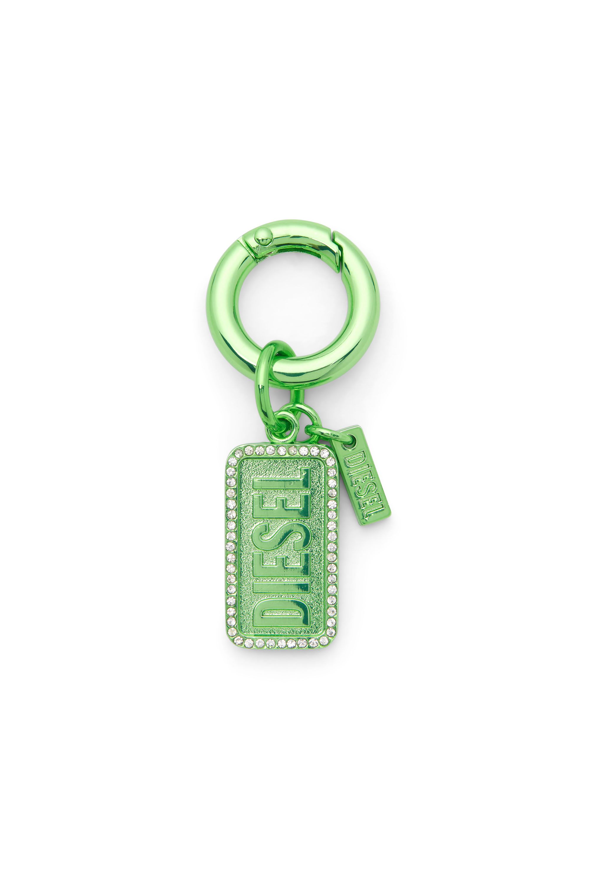 Diesel - CHARM-DIESEL, Charm in metallo con strass e dettagli con logo Diesel Unisex in Verde - 1