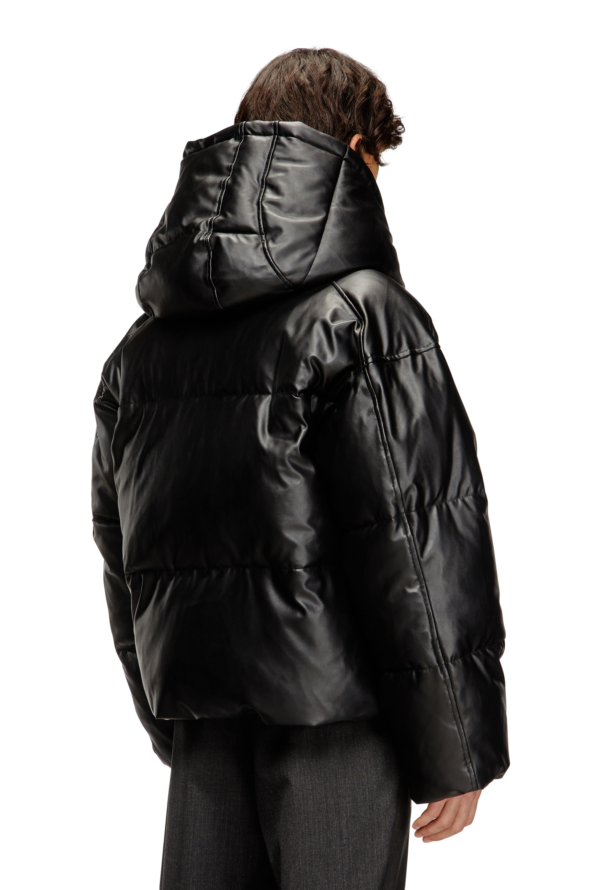 Diesel - W-MYLEY, Herren Hooded Steppjacke aus beschichtetem Gewebe in Schwarz - 4