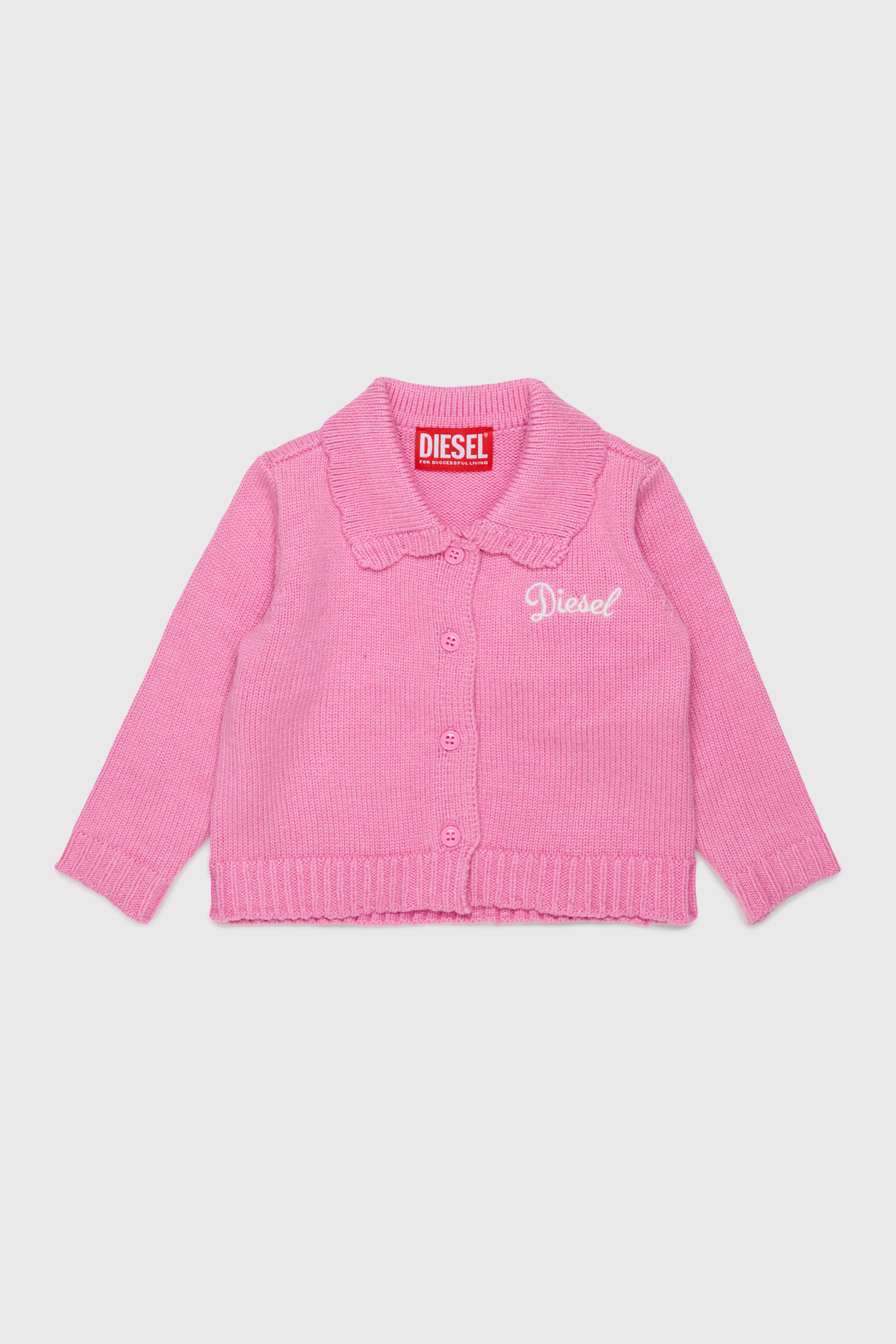 Diesel - KSCALOB, Cardigan enrichi en cachemire avec col festonn&eacute; Femme in Rose - 1