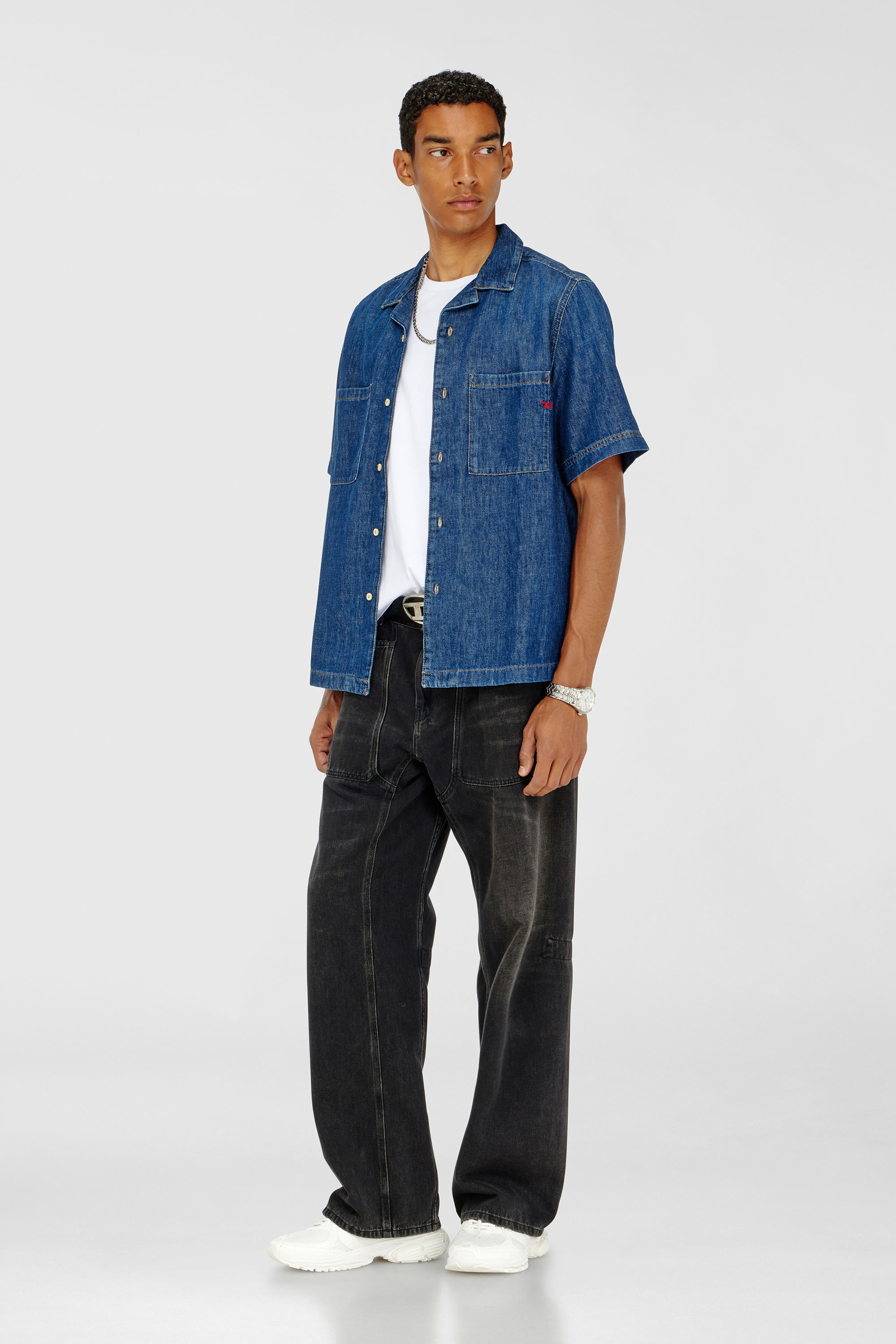Diesel - D-PAROSHORT, Camicia bowling in denim Uomo in Blu - 2