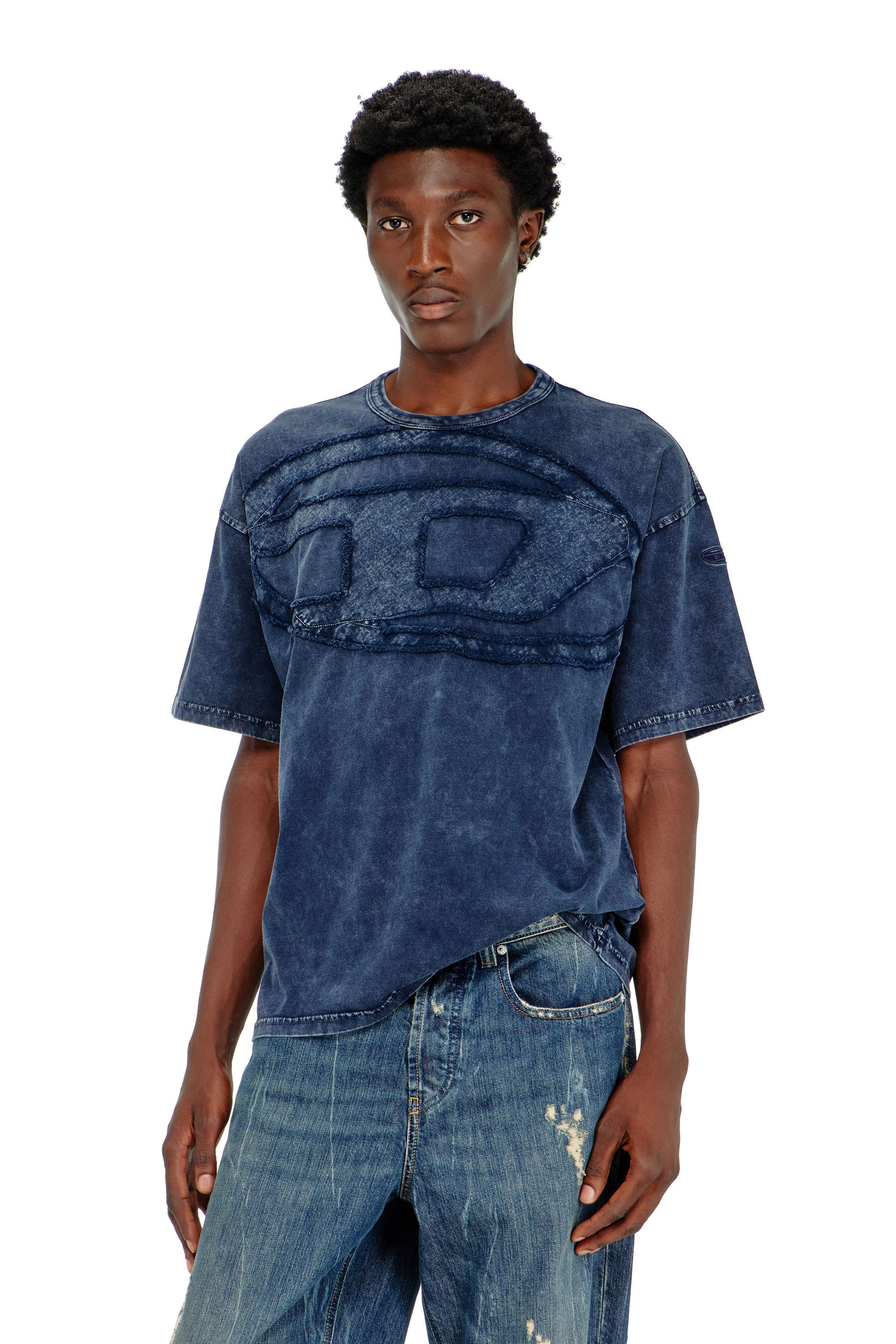 Diesel - T-BOXT-DEN, Herren Lockeres Baumwoll-T-Shirt mit Oval-D-Applikation in Mittelblau - 1