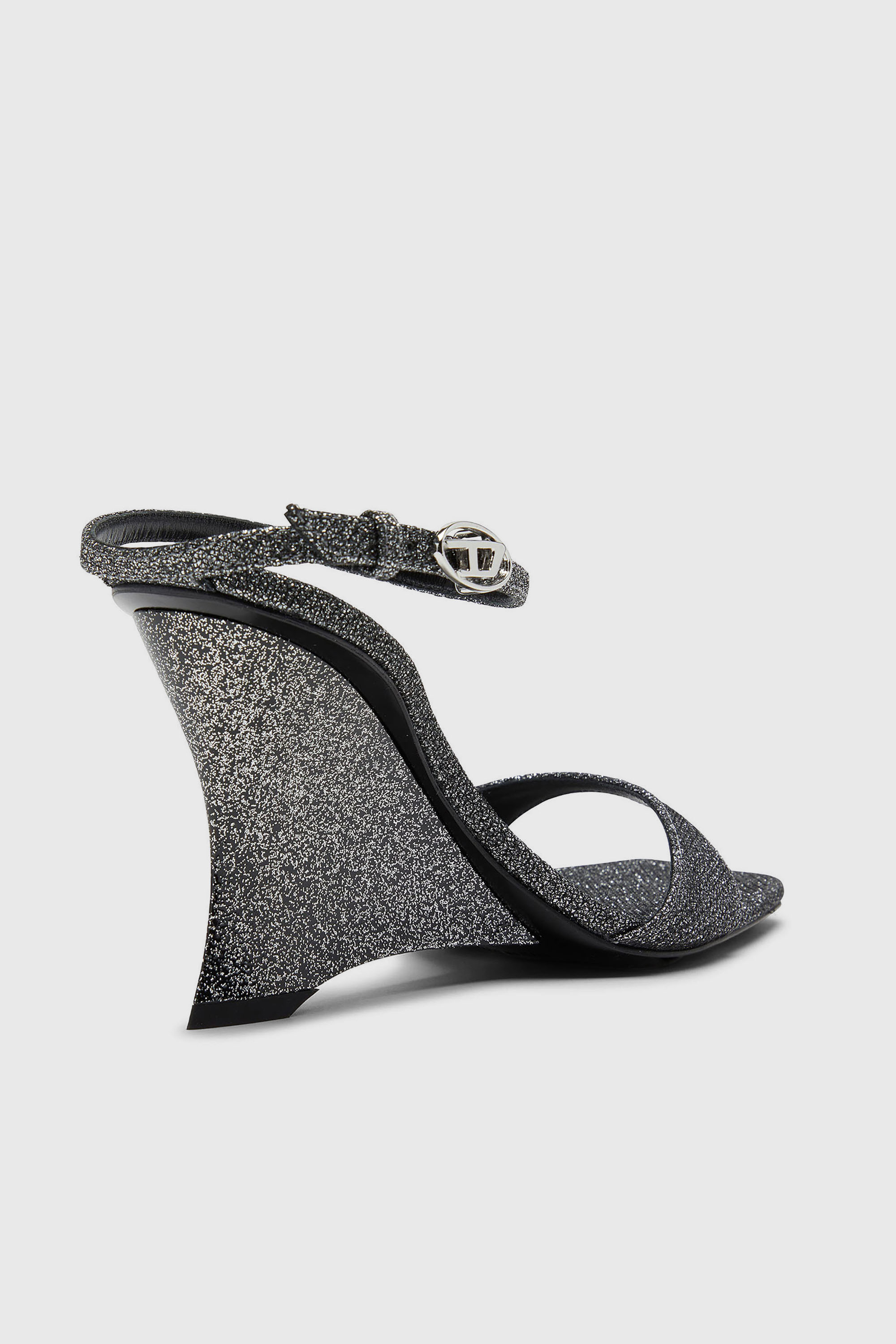 Diesel - D-AMBER SANDAL WEDGE, Damen D-Amber-Wedge Sandalen aus Lurexstoff in Silber - 6