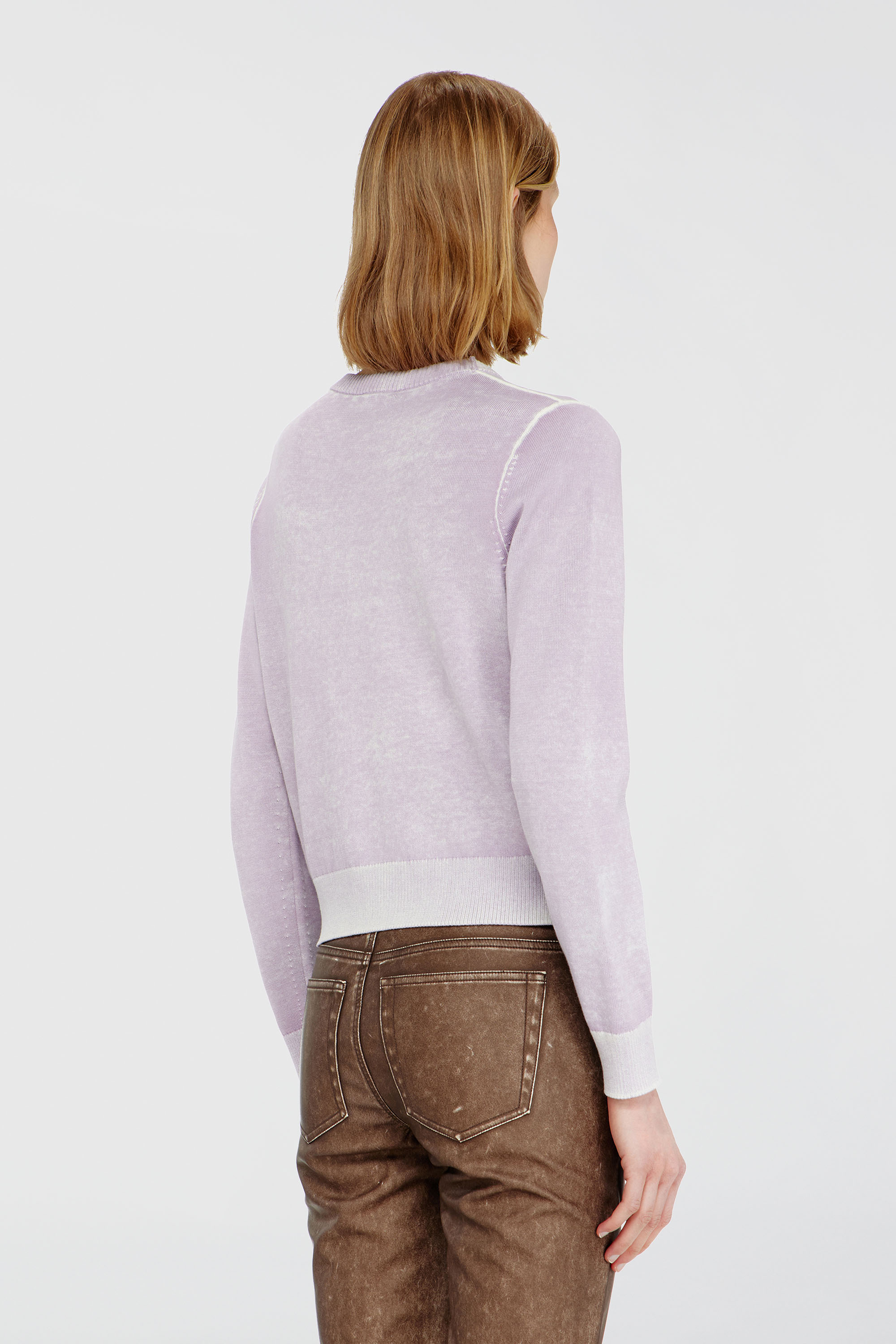 Diesel - M-LOVRE, Pull avec impression invers&eacute;e d&eacute;lav&eacute;e Femme in Violet - 4