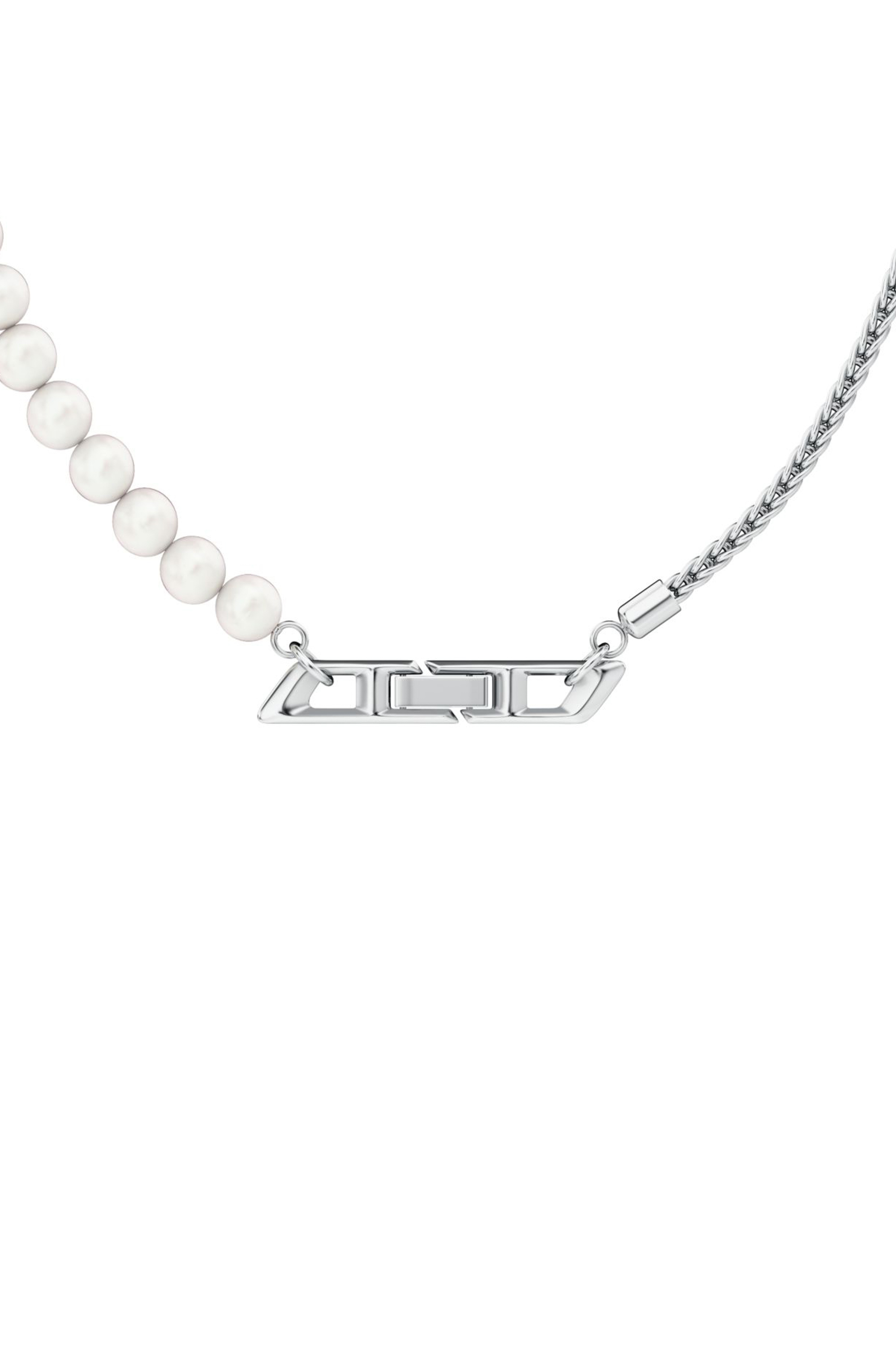 Diesel - DL1369040 STERLING SILVER JEWEL, Collier cha&icirc;ne en argent sterling et perles Mixte in Gris argent&eacute; - 2