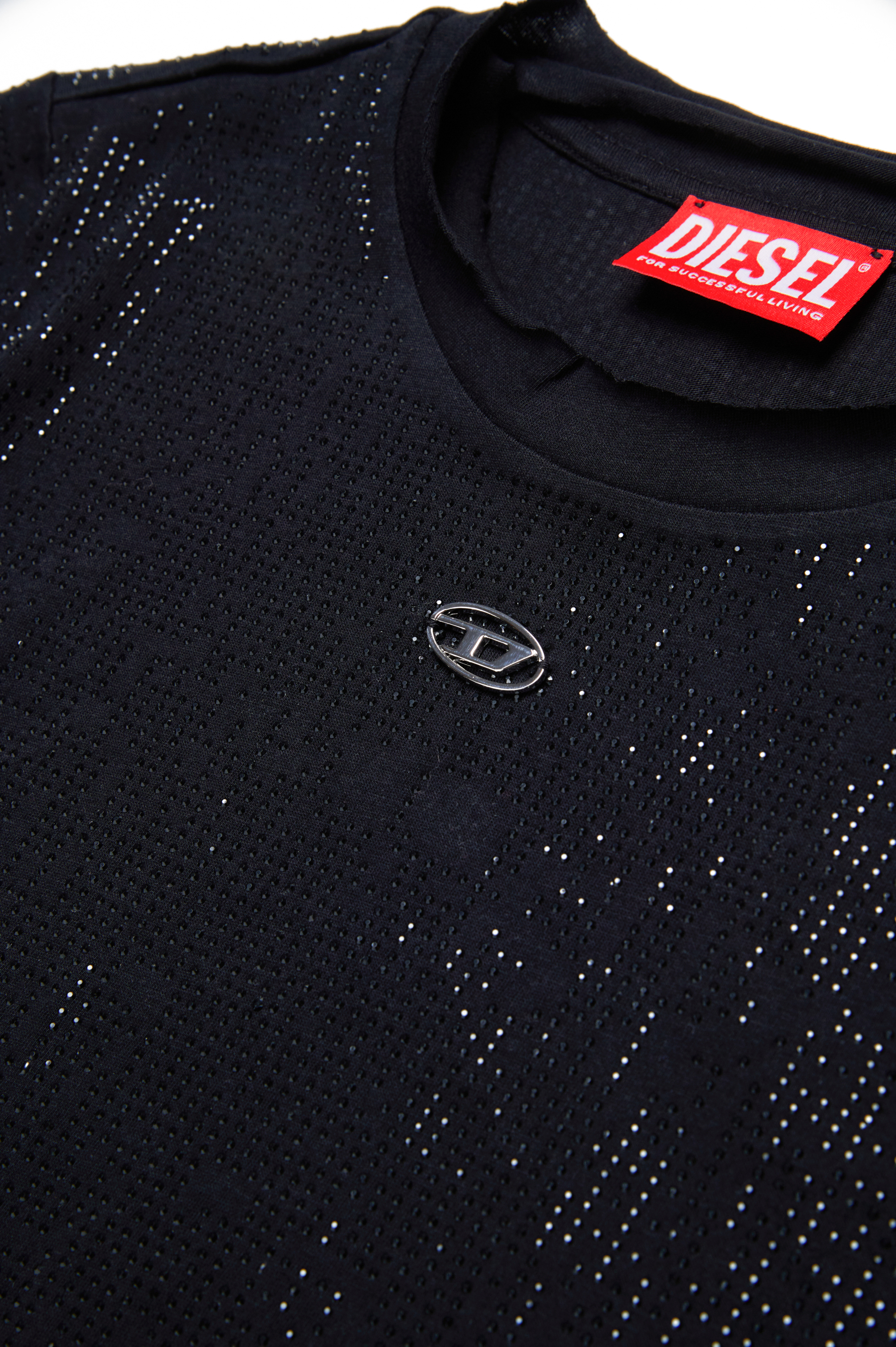 Diesel - TYFRY, Damen T-Shirt aus Baumwolle mit Micro-Strasssteinen in Schwarz - Image 4