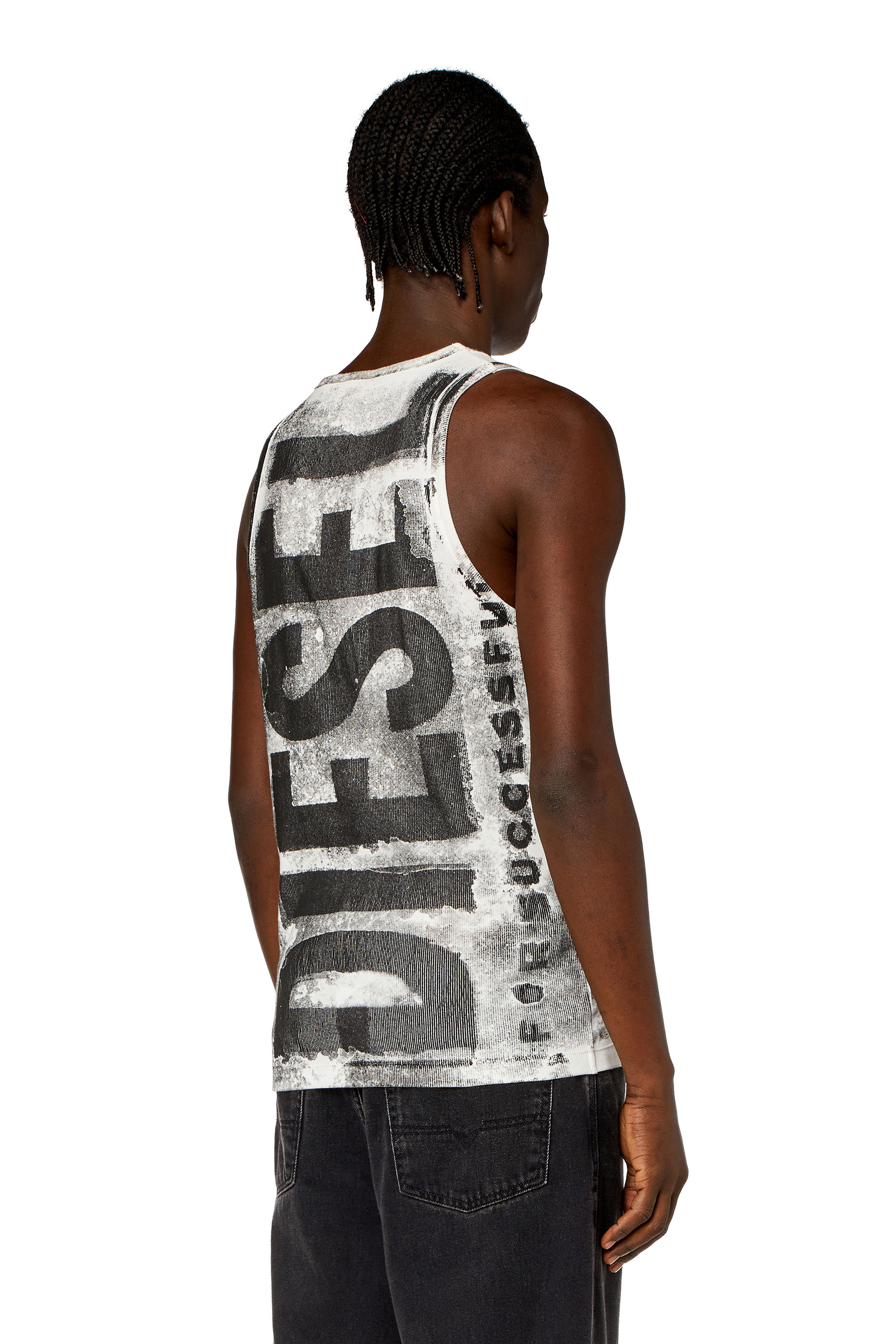 Diesel - T-LIFT-BISC, Herren Tanktop mit auslaufenden Maxi-Logos in Schwarz/Grau - 3