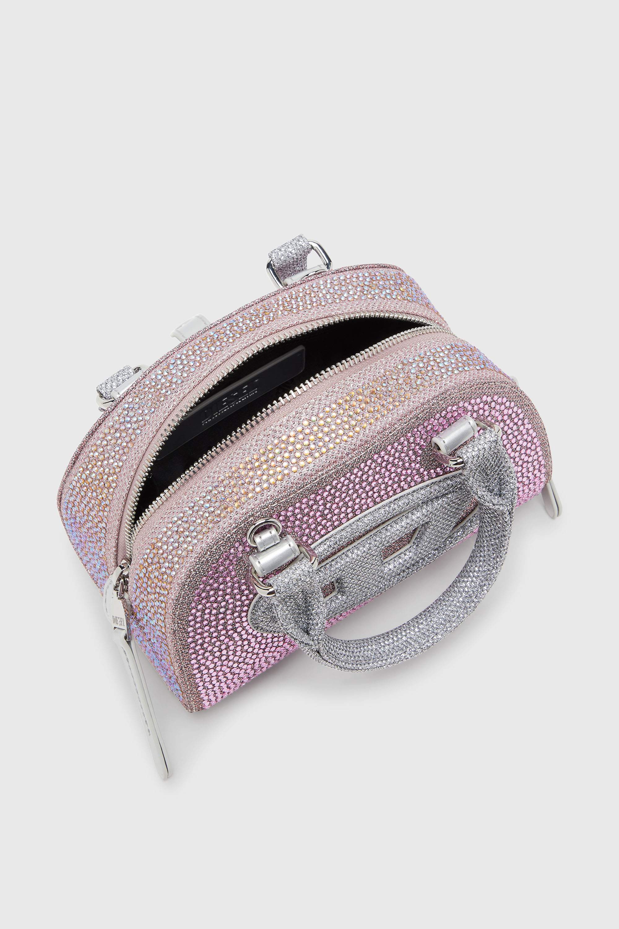 Diesel - 1DR DOME CROSSBODY, Damen 1DR Dome - Kleine-Crossbody-Bag aus Crystal Lurex in Rosa - 3