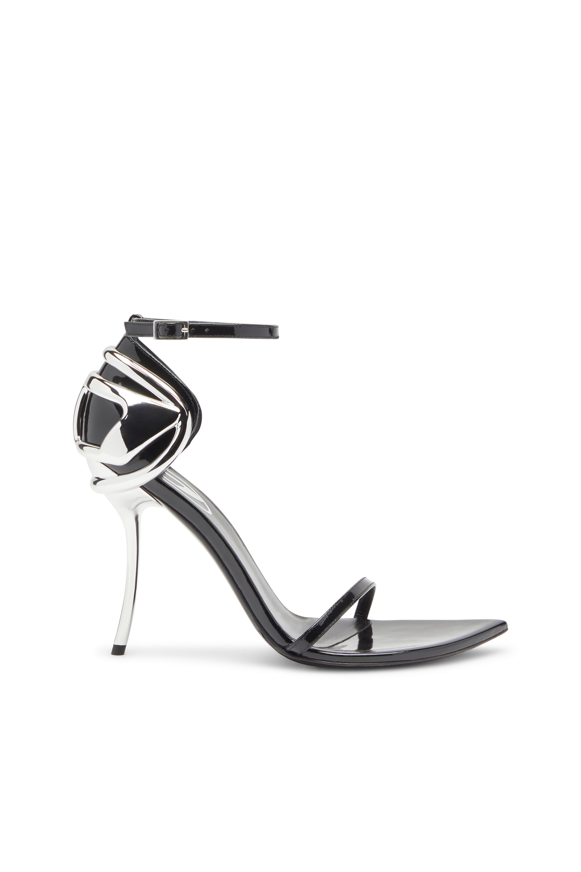 D-TEN&HALF SANDAL, Schwarz Diesel - D-TEN&HALF SANDAL, Damen D-Ten&Half-Stiletto-Sandalen aus Lackleder und Satin in Schwarz - 1