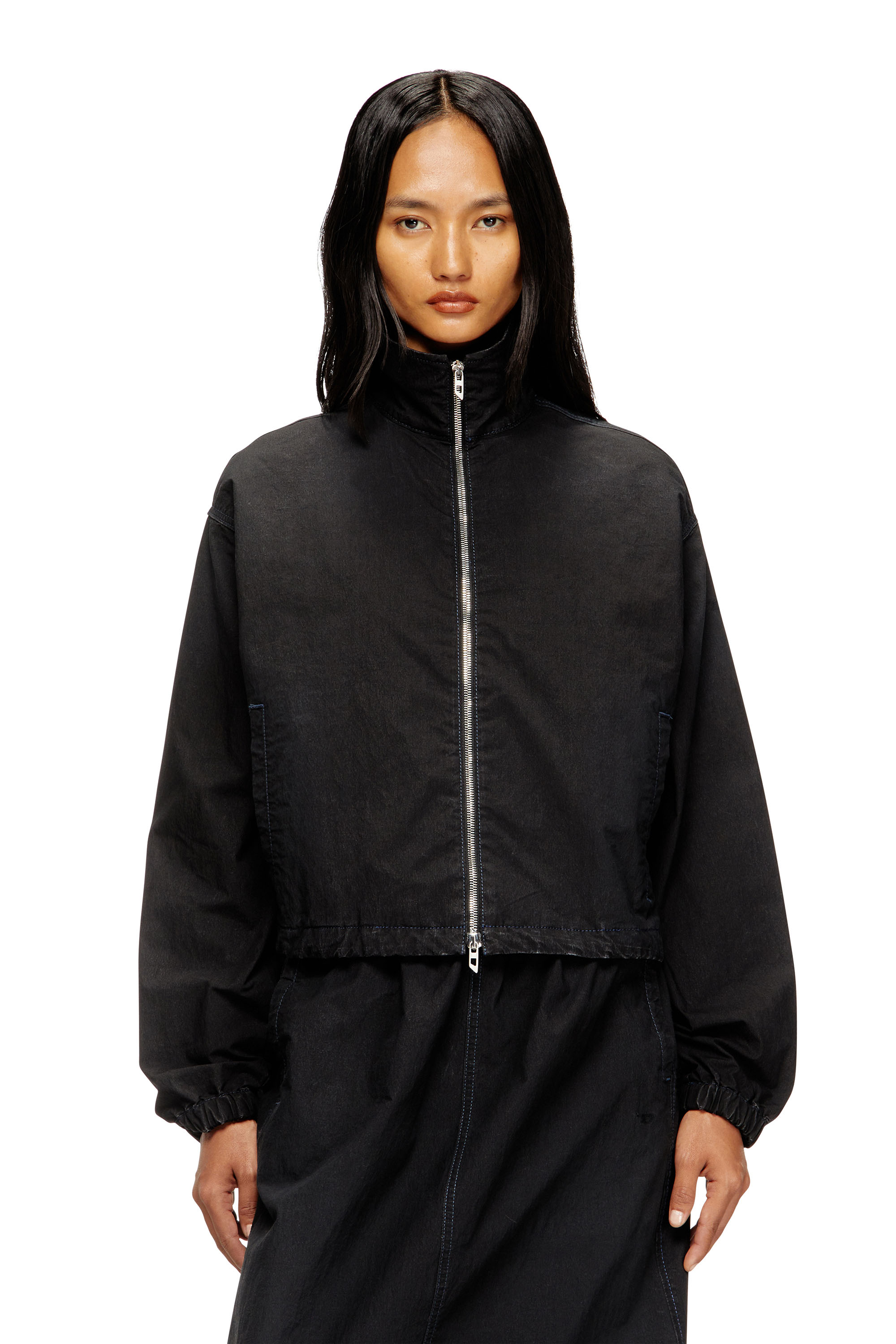 Diesel - DE-SANDERZ JOGG, Veste technique à col montant en tissu JoggJeans Femme in Noir - 3