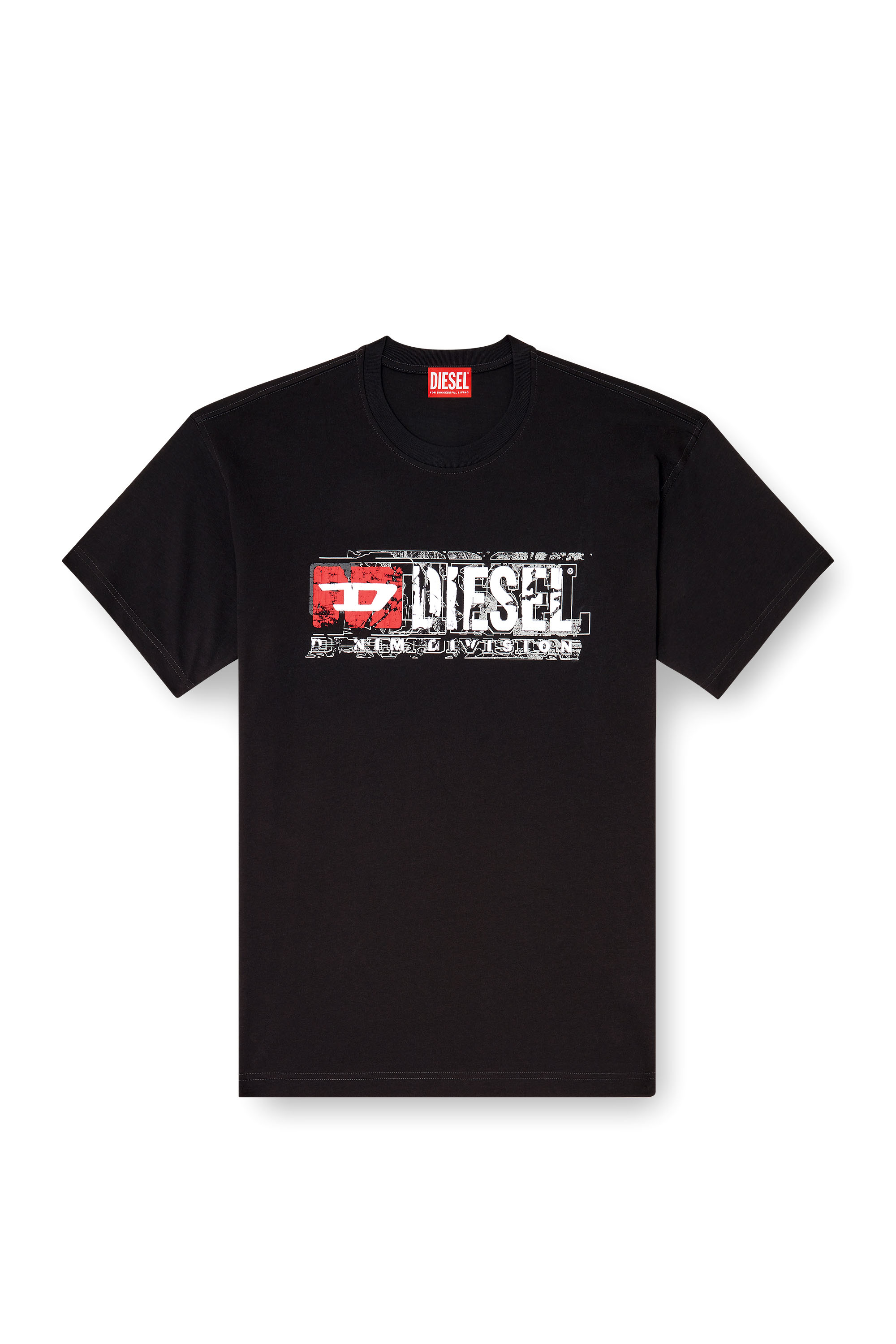 Diesel - T-NORM-T6, T-shirt con logo Denim Division floccato Uomo in Nero - 2