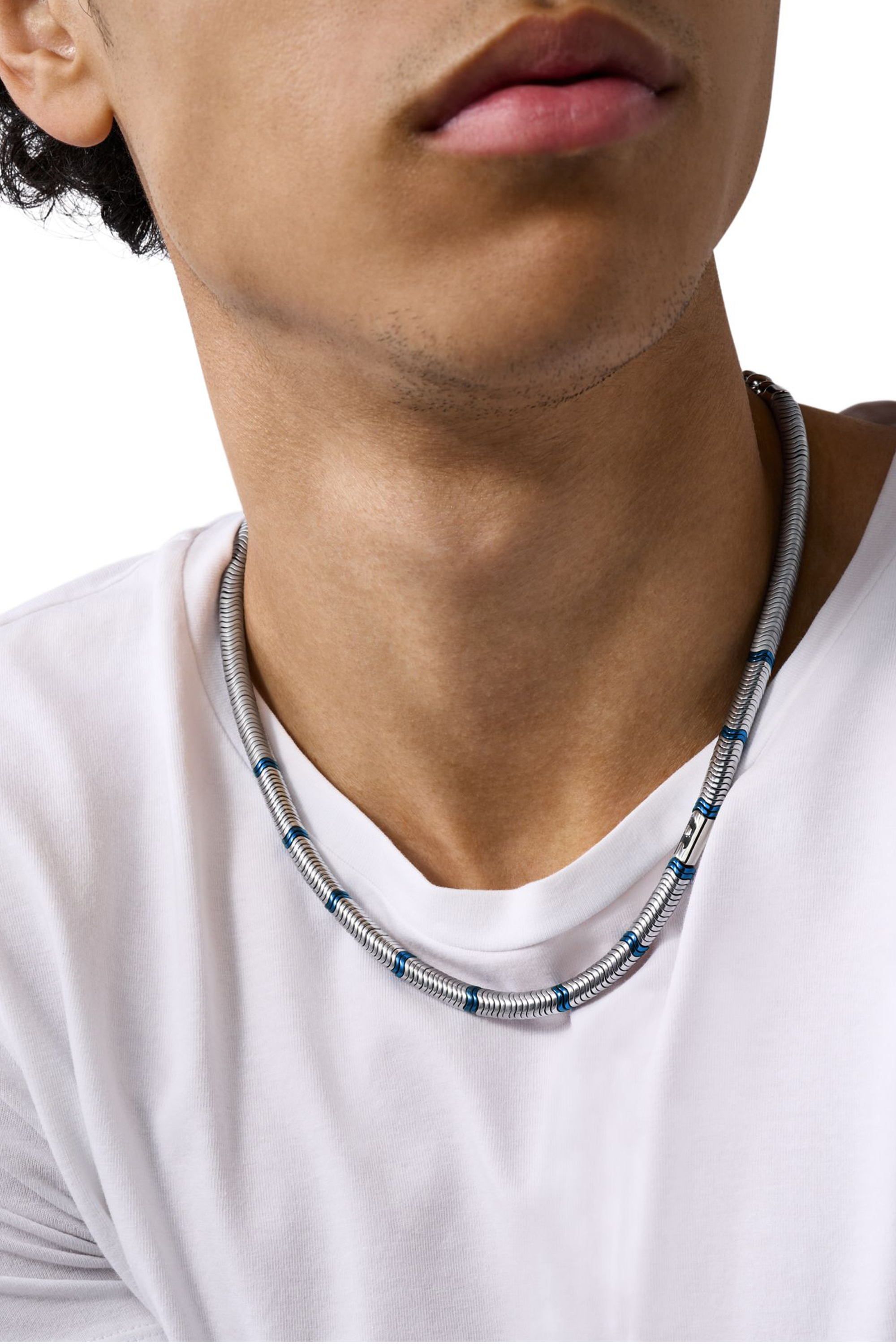 Diesel - DX1576931 JEWEL, Unisex Perlenhalskette aus Hämatit in Silber/Blau - 3