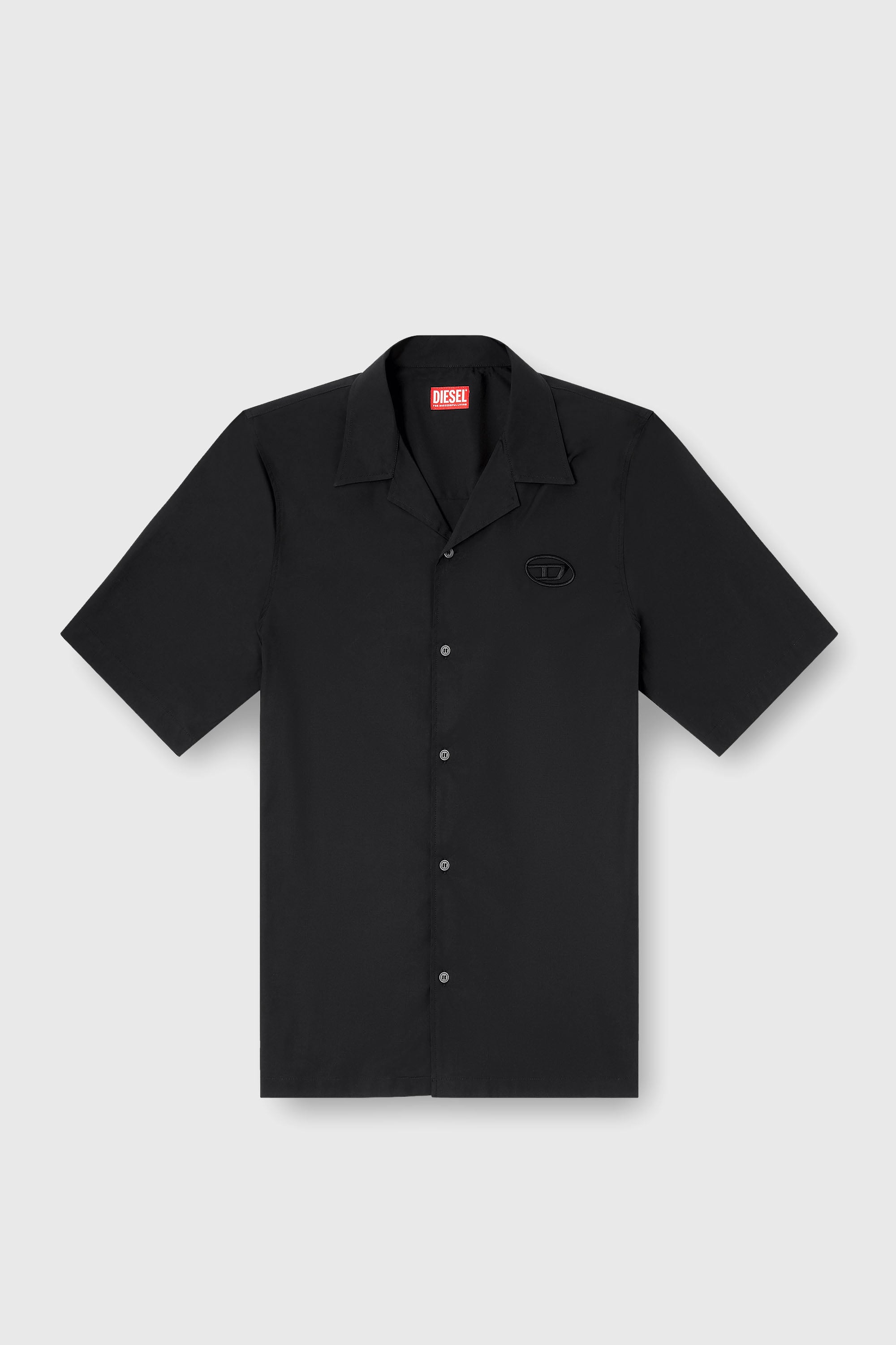 Diesel - S-MAC-GSBH, Camicia in popeline elasticizzato con ricamo Oval D Uomo in Nero - 2