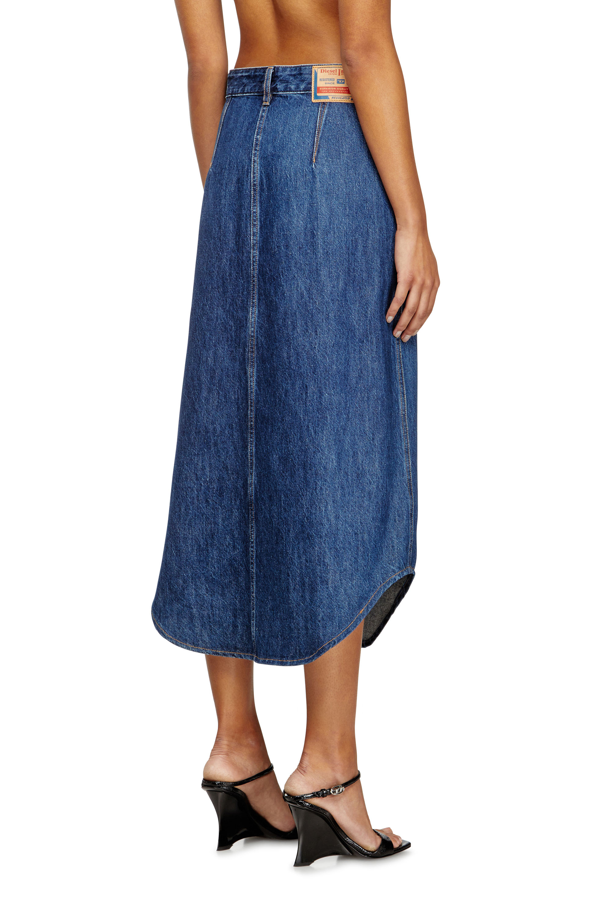 Diesel - DE-ARD-LONG, Damen Jeansrock mit Frontknöpfen in Blau - 4