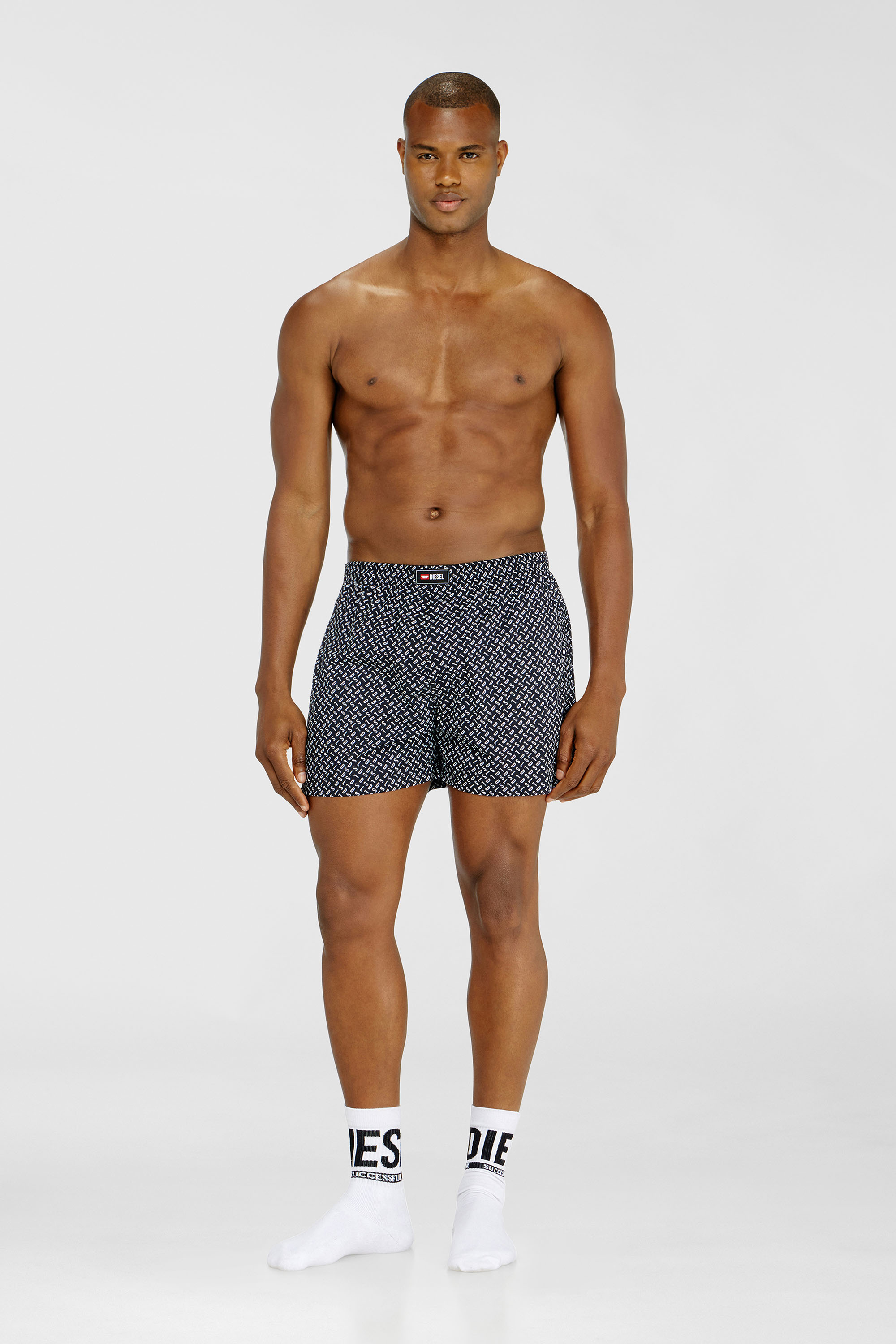 Diesel - RYAN-D-CORE-3PACK, Set da tre paia boxer lungo in cotone, tinta unita e stampa all-over DSL Uomo in Blu - 1
