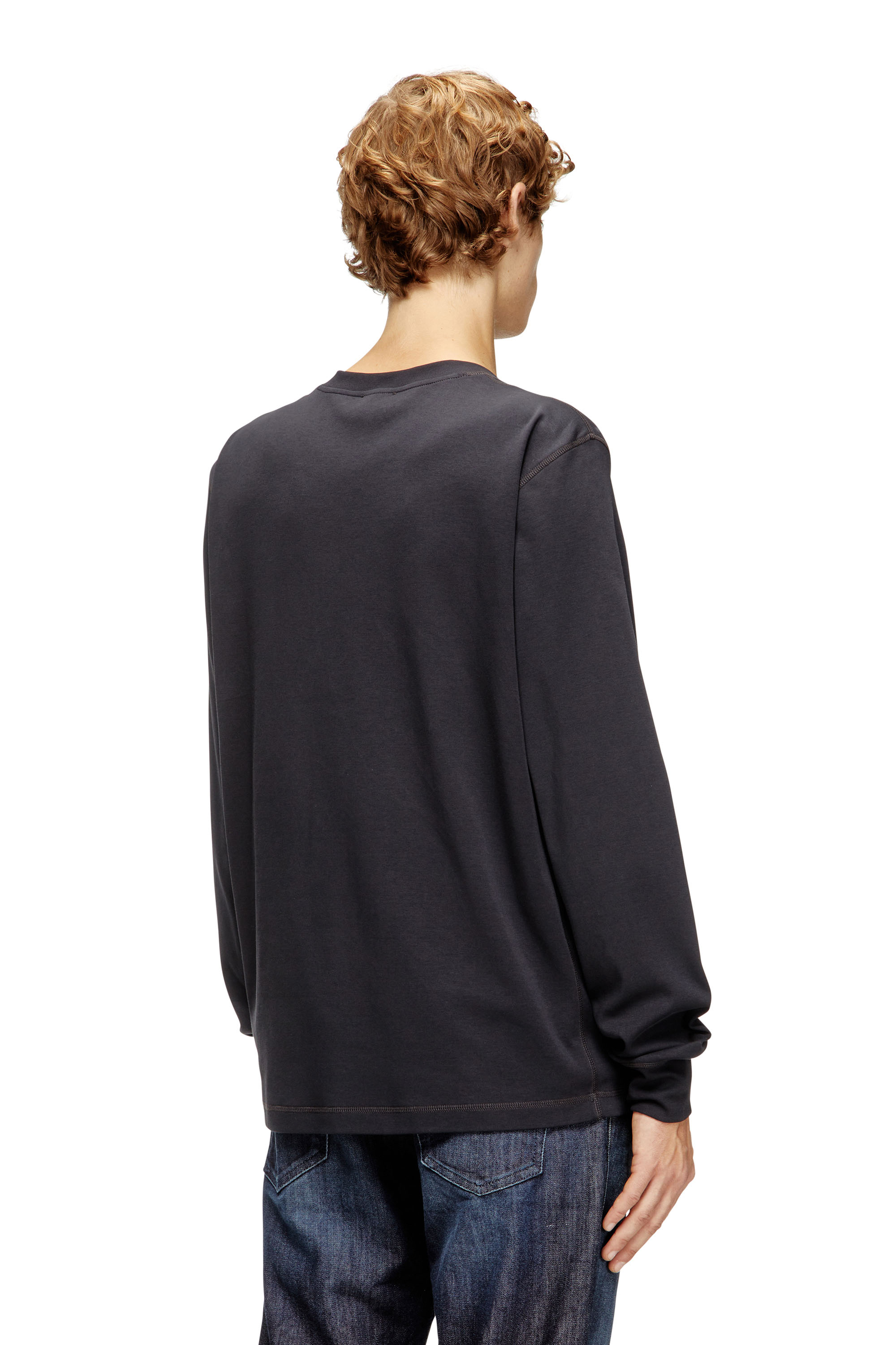 Diesel - T-MADJUST-LS-TR, Maglietta a maniche lunghe in cotone con Oval D Uomo in Grigio - 4