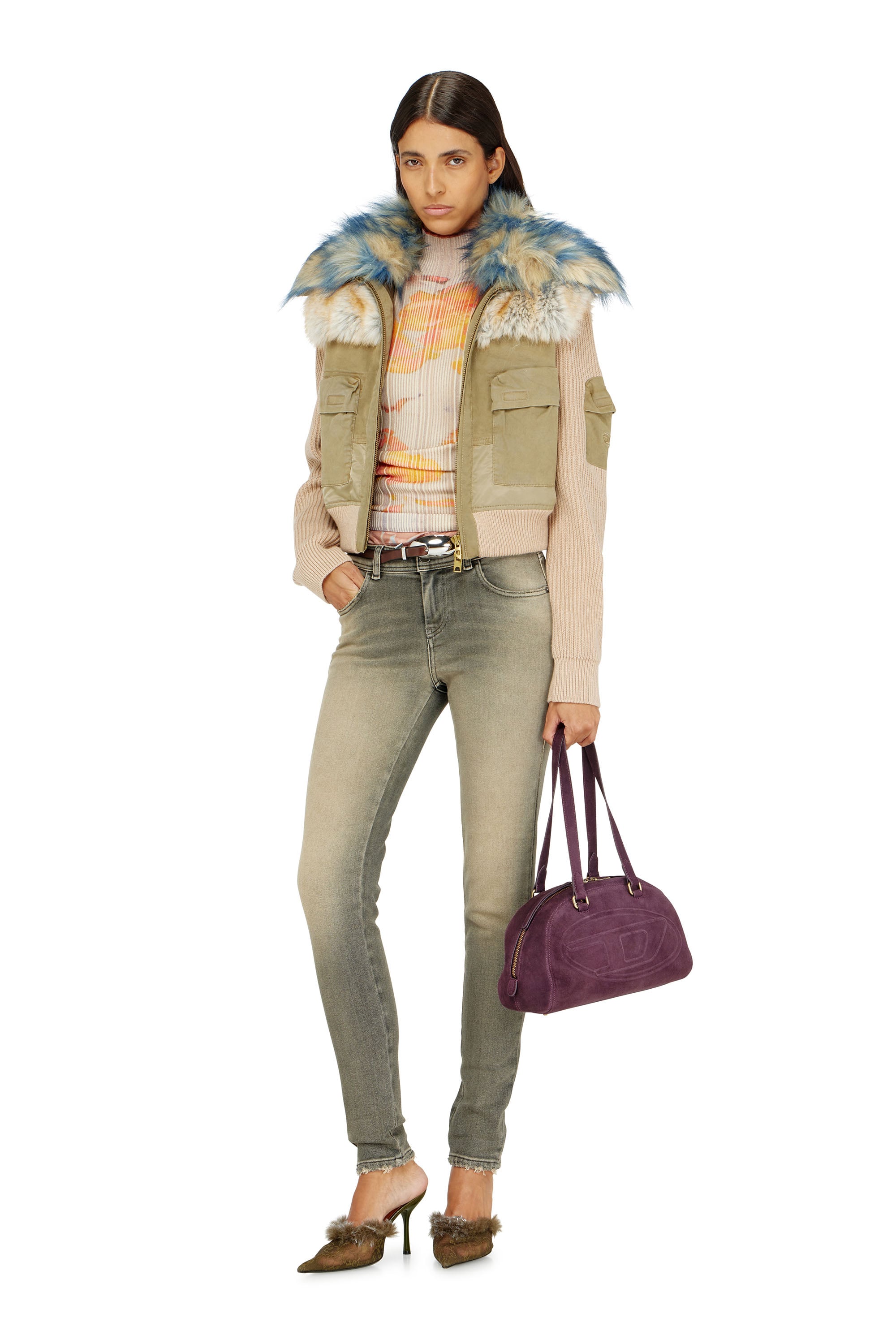Diesel - Skinny Jeans 2017 Slandy 09P32 Donna, Grigio - Image 1
