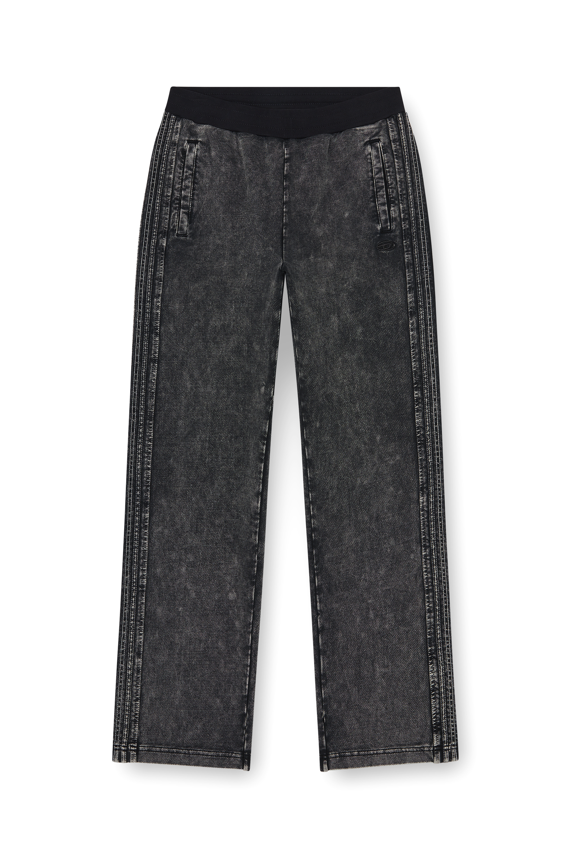Diesel - P-ALT, Herren Sweatpants im Denim-Look mit Seitenstreifen in Schwarz/Dunkelgrau - 2