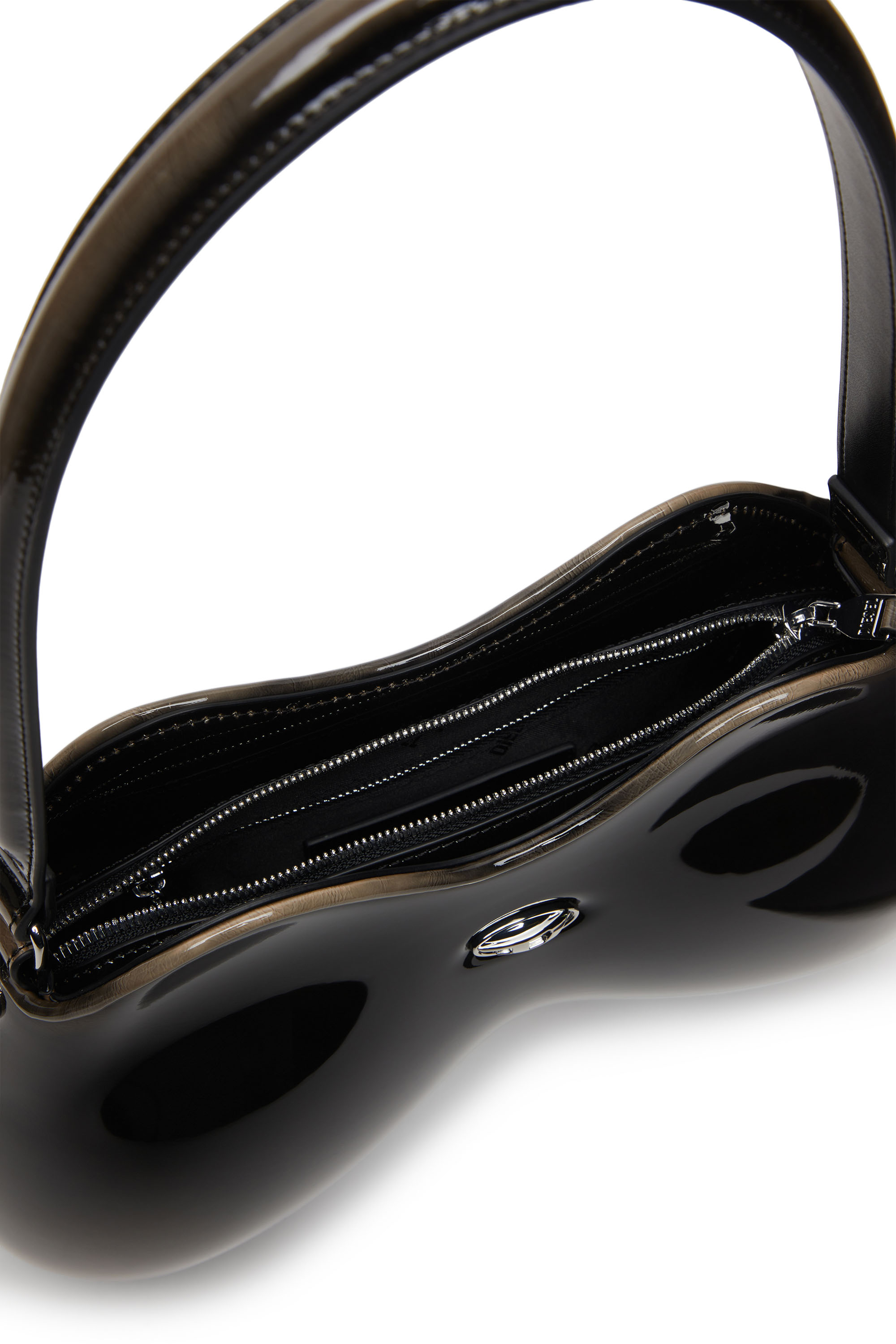 Diesel - DOUBLE-D SHOULDER, Double-D-Borsa a spalla in PU lucido dégradé Donna in Nero - 3