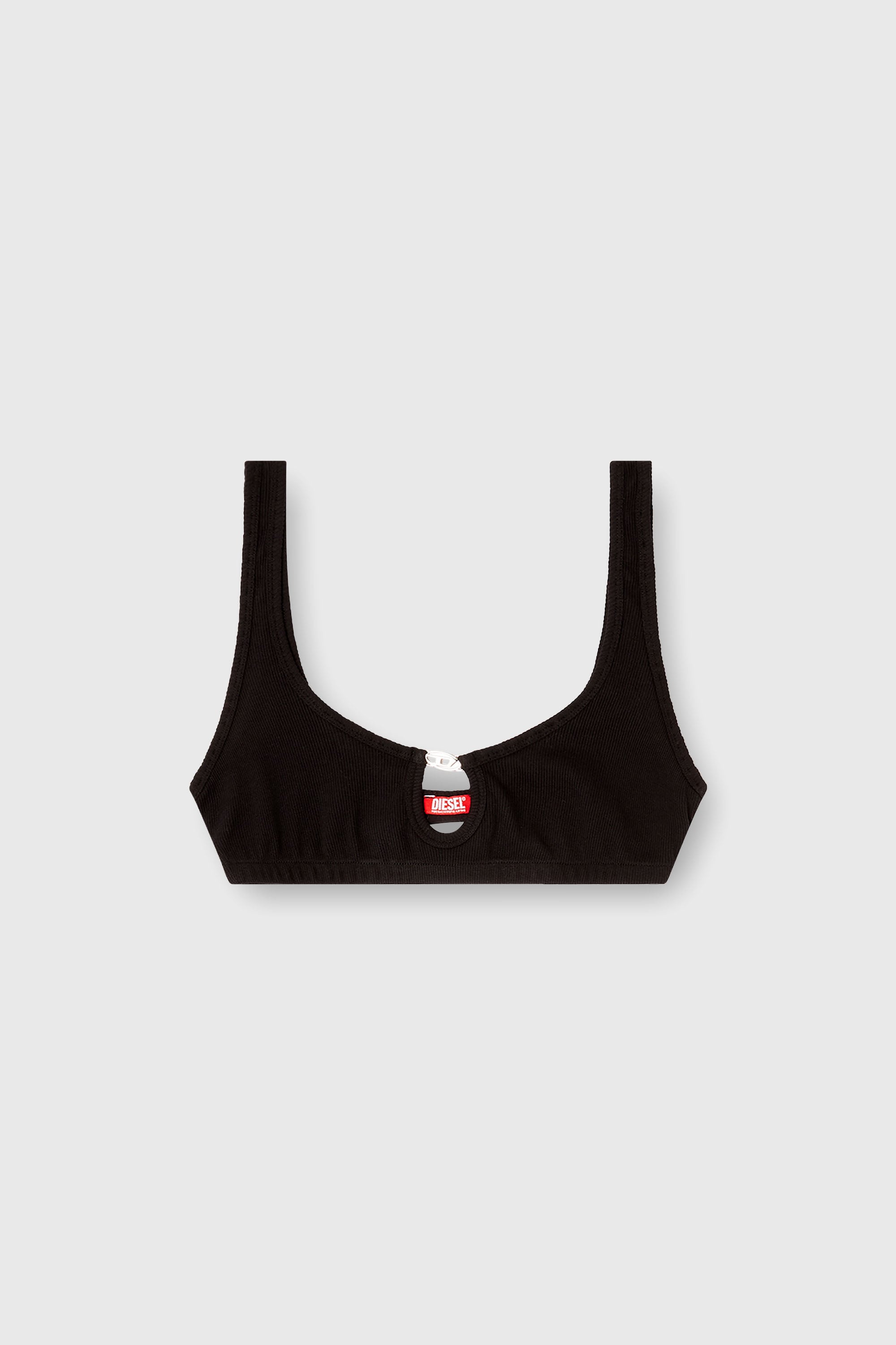Diesel - FLORENCE-DNM, Brassi&egrave;re en coton c&ocirc;tel&eacute; avec bijou Oval D Femme in Noir - 2