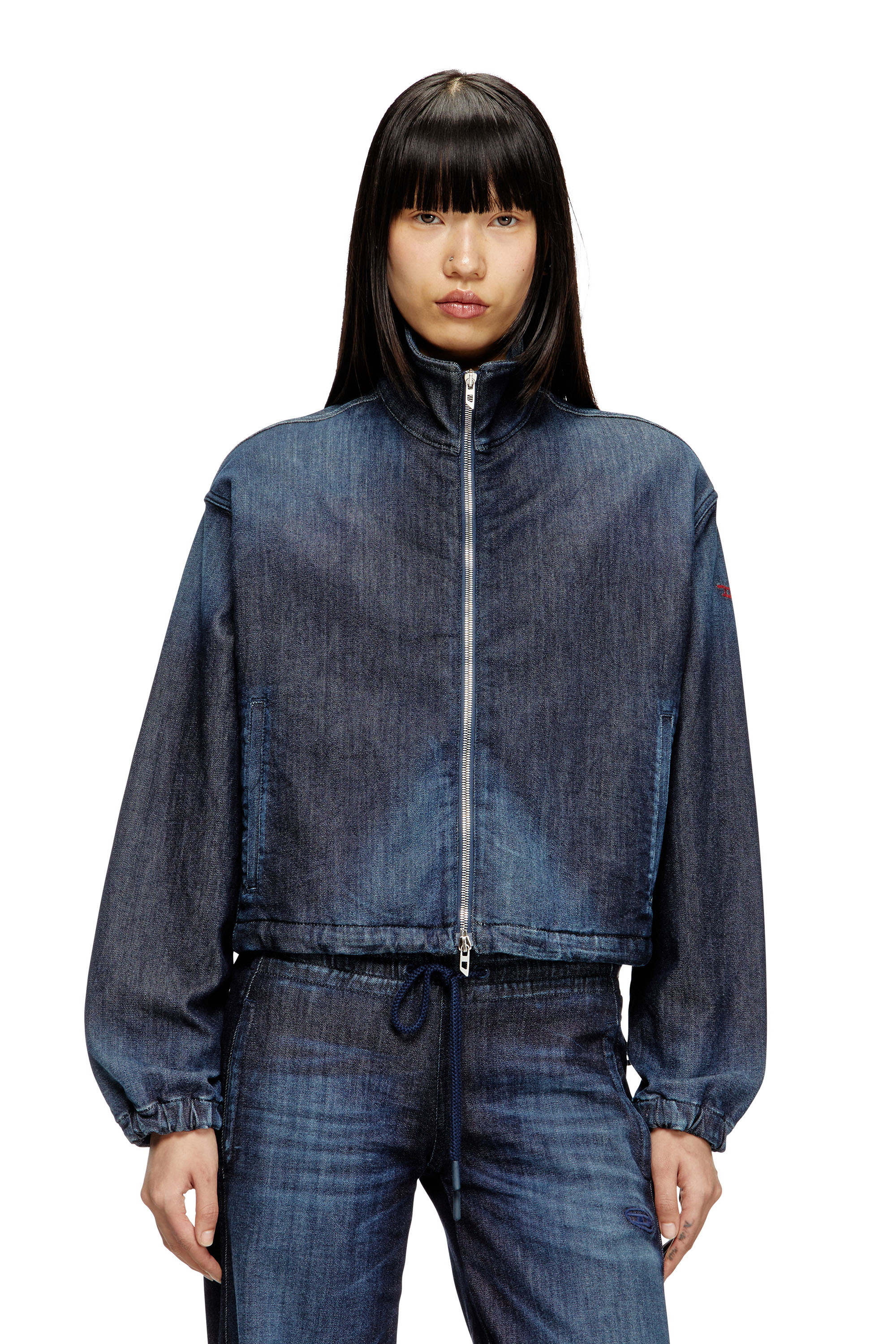 Diesel - DE-SANDERZ JOGG, Giacca a collo alto in JoggJeans Donna in Blu - 1