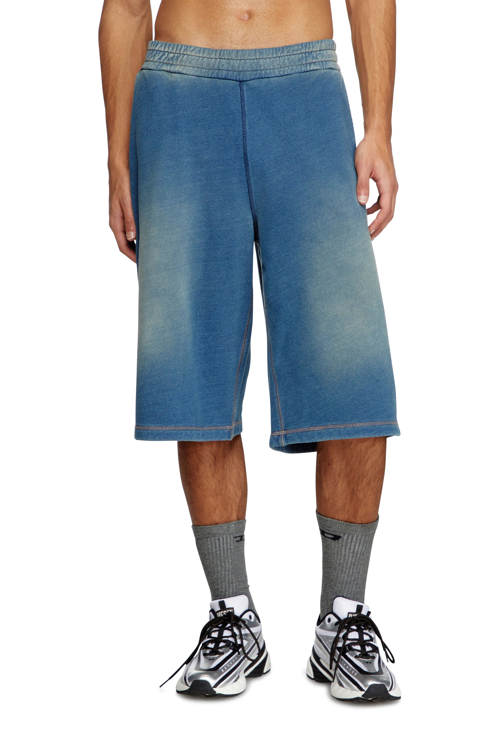 Diesel - P-CERCHIO, Herren Verblasste Indigo-Sweatshorts in Blau - 1