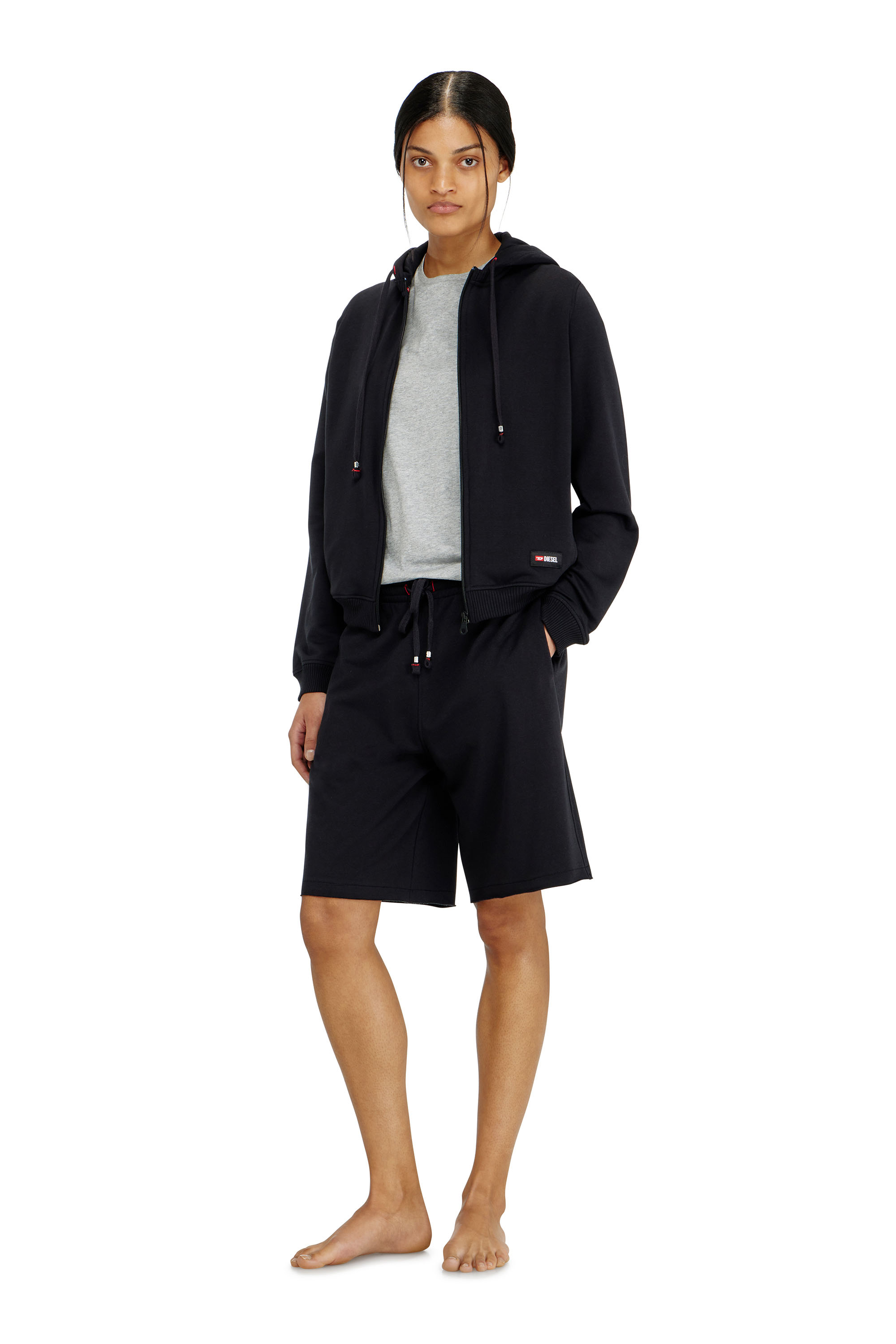 Diesel - HARRIET-D-CORE, Damen Kapuzenpullover aus aufgerauter Baumwollmischung in Schwarz - 2