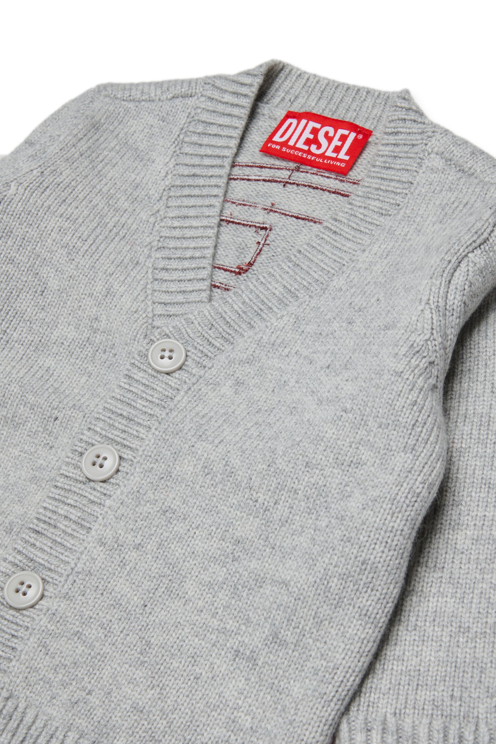 Diesel - KOLYB, Man's Cashmere-enriched cardigan with big Oval D in Grey - 3