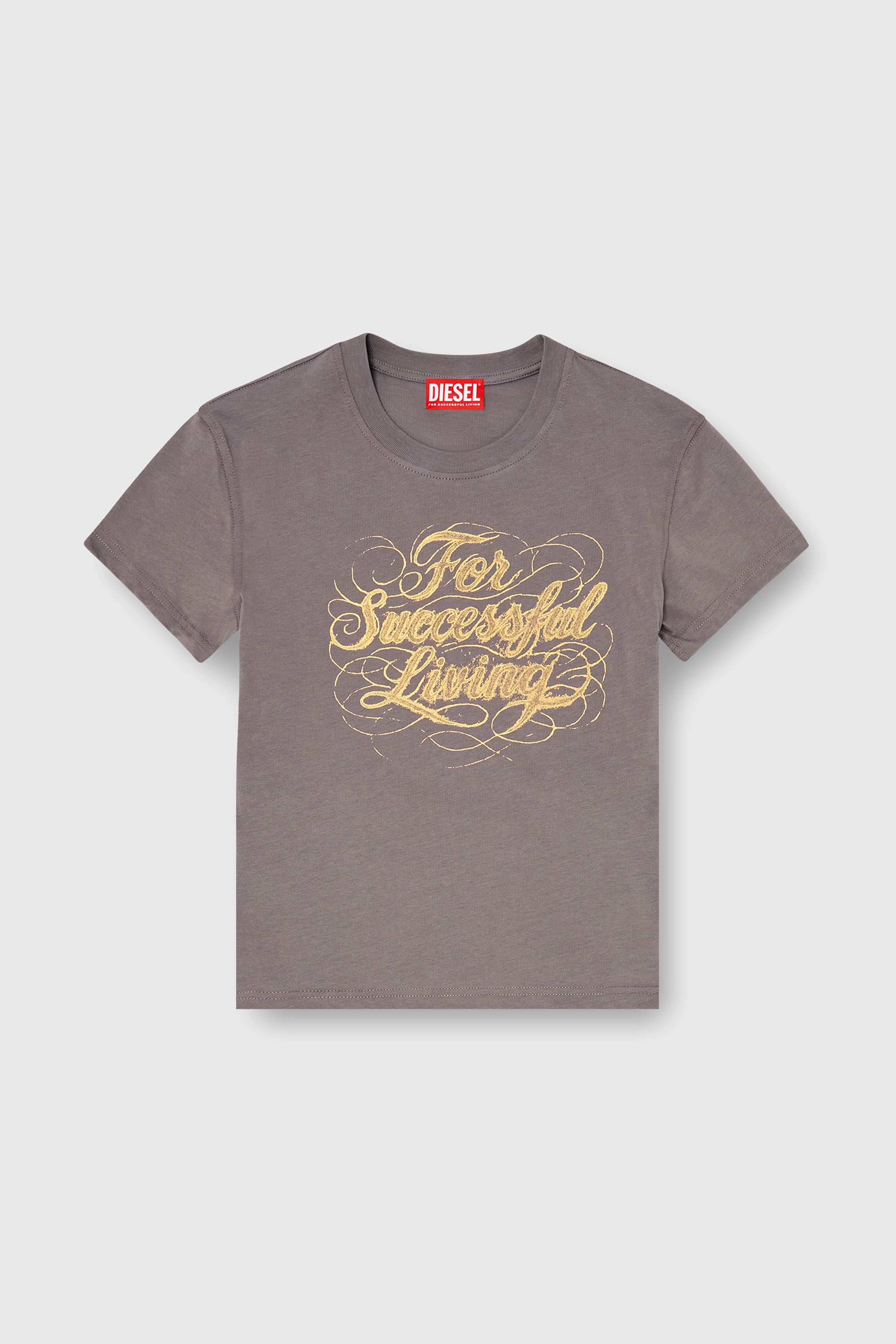 Diesel - T-ILA-AA4, T-shirt con stampa logo Donna in Grigio - 2
