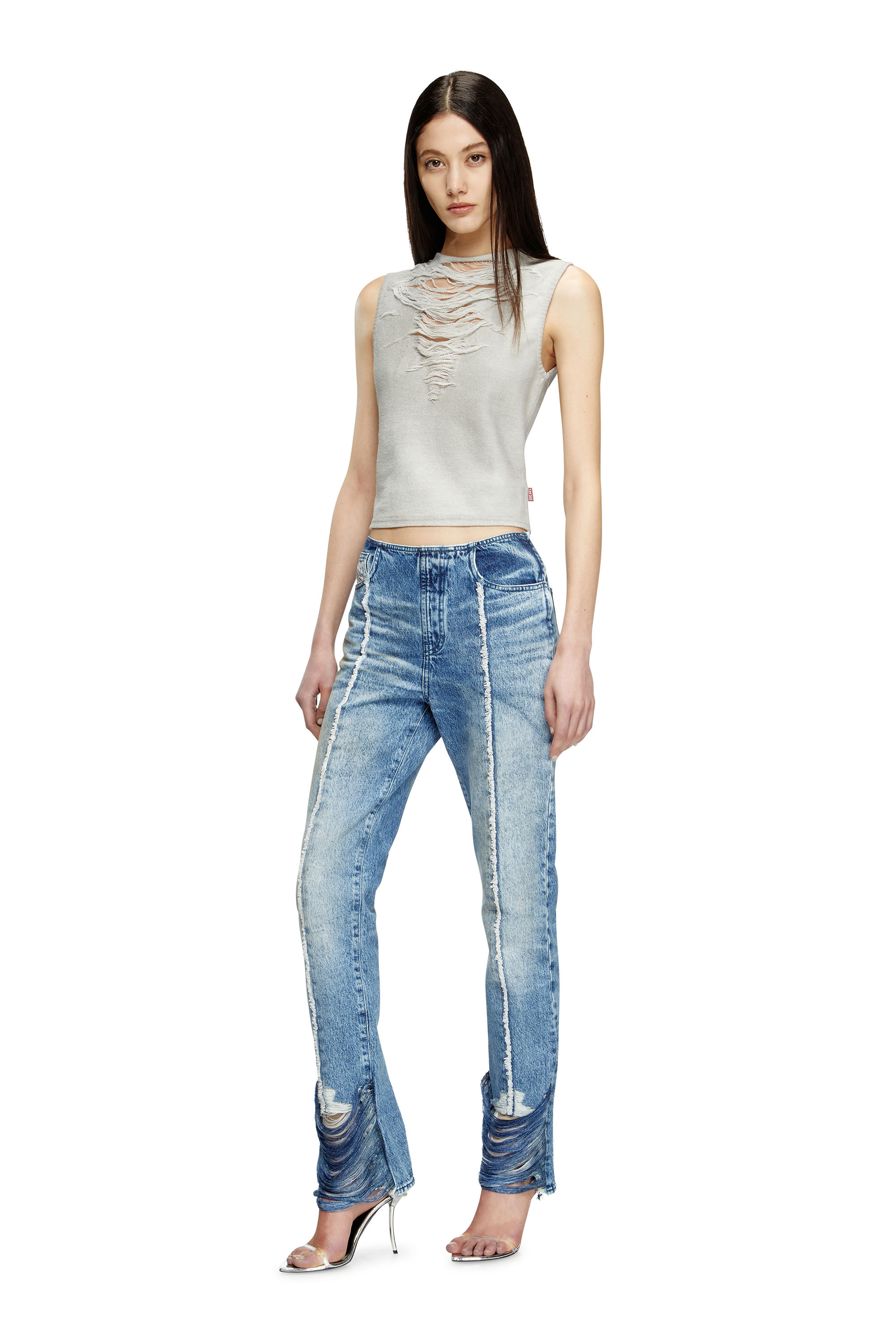 Diesel - Bootcut Jeans D-Ginna 0CMBM Femme, Bleu moyen - Image 2