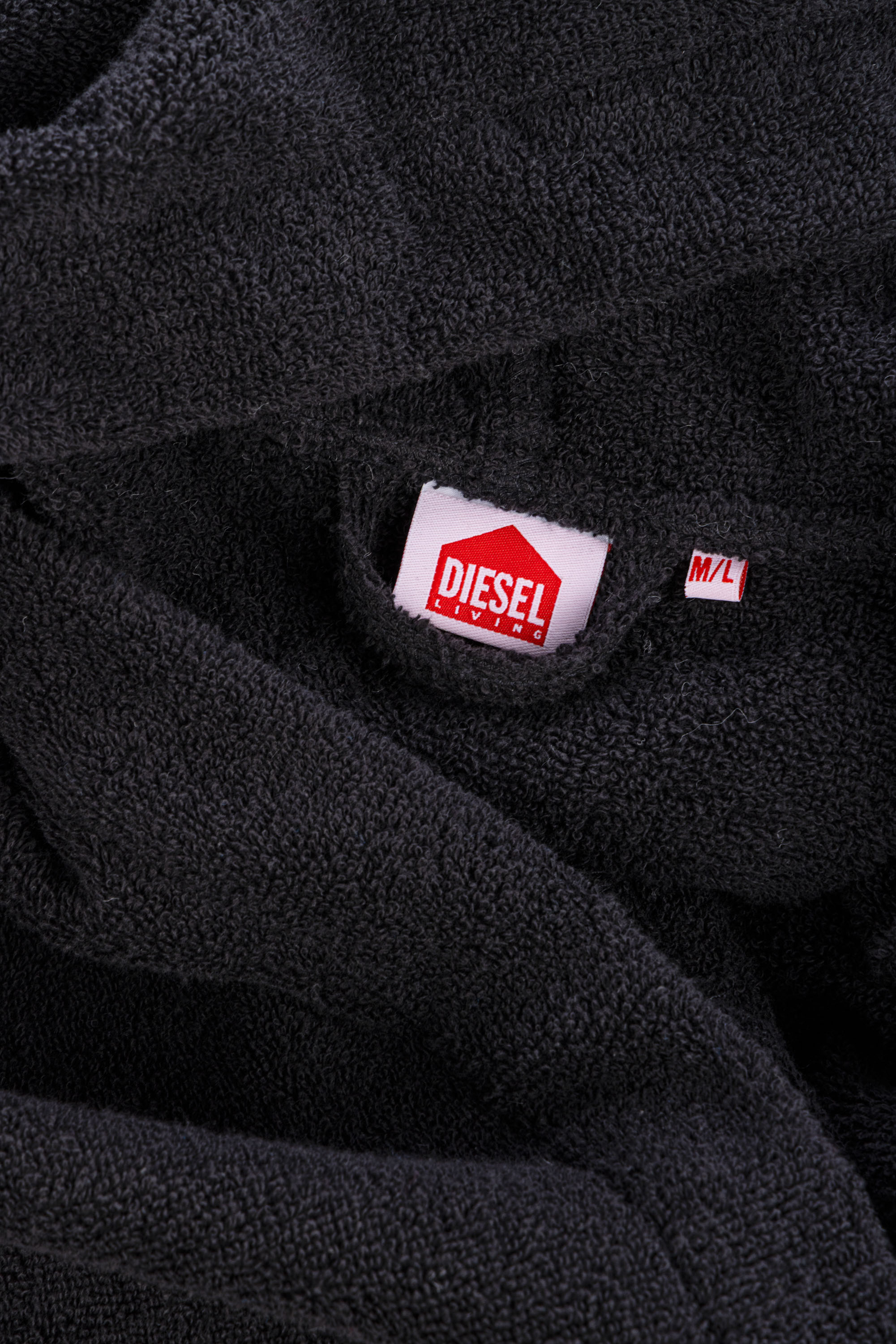 Diesel - 1015115 LOGO-COTTON BATHROBE SIZE M/L BL, Peignoir en Éponge de Coton, taille M/L Mixte in Noir - 3