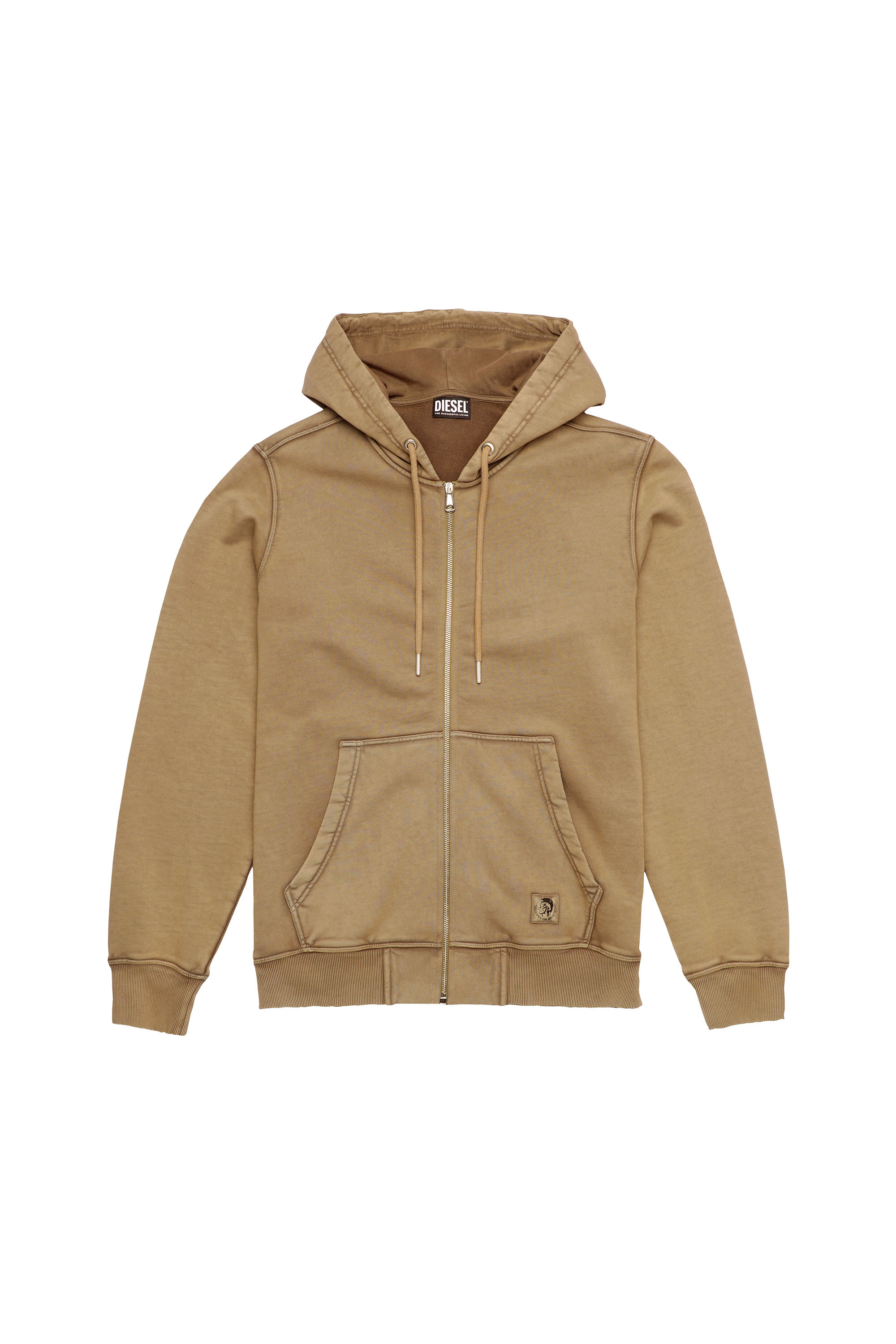 S-GIRK-HOOD-ZIP-MOHI, Marron Clair - Pull Cotton