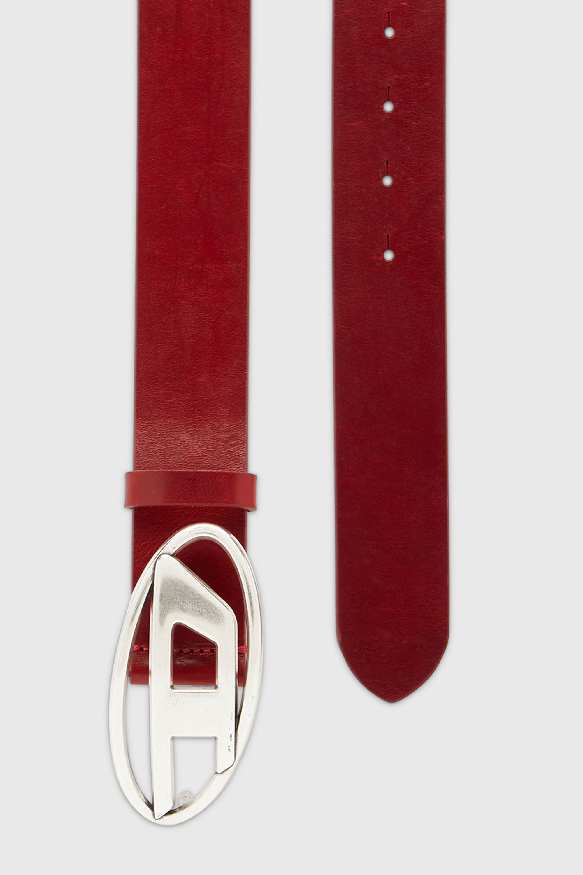 Diesel - B-1DR, Ceinture 3.9 cm en cuir avec boucle D Homme in Rouge - 3