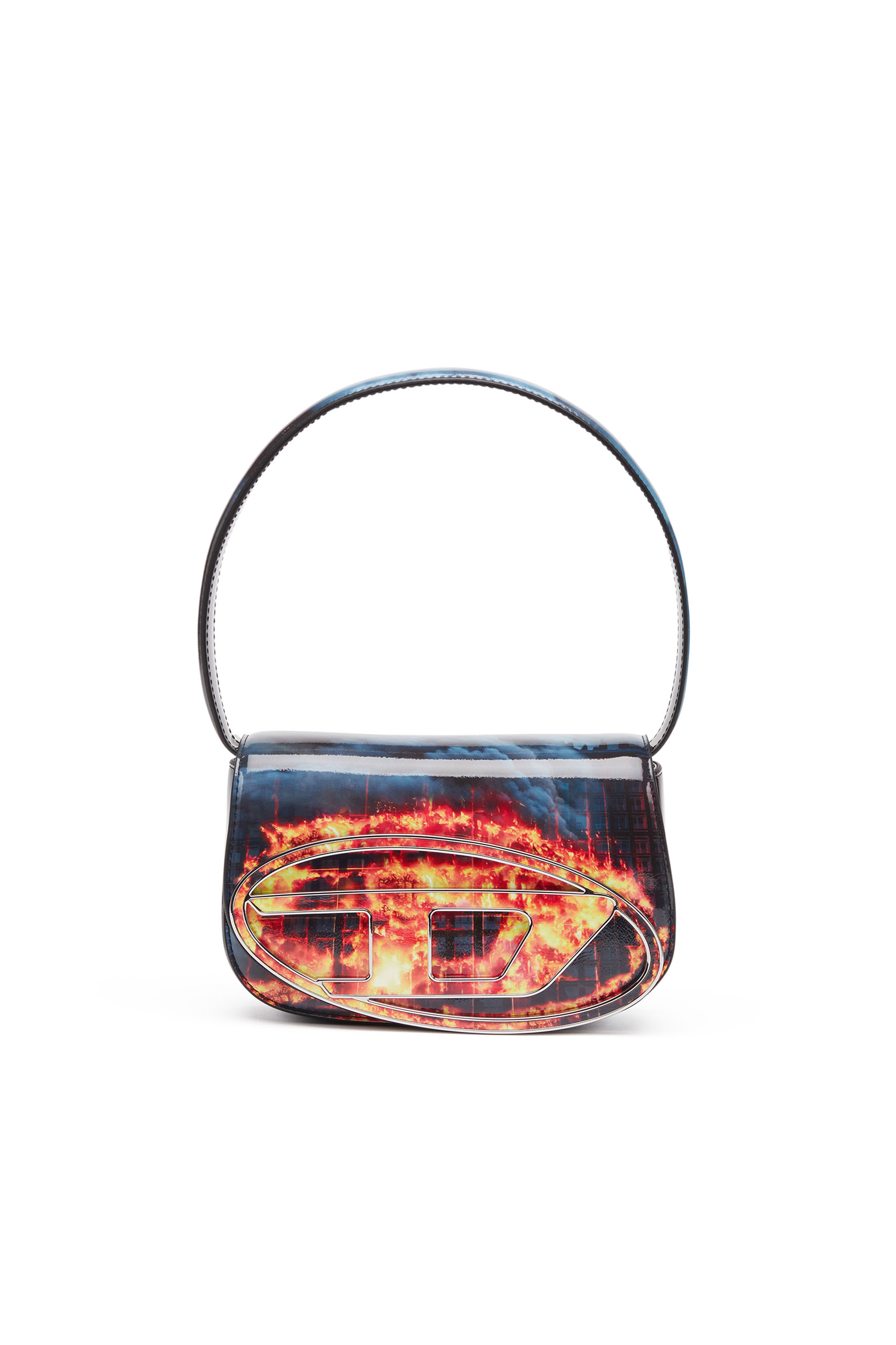 Diesel - 1DR, Damen 1DR-Ikonische Schultertasche mit Feuer-Print in Blau/Rot - 1