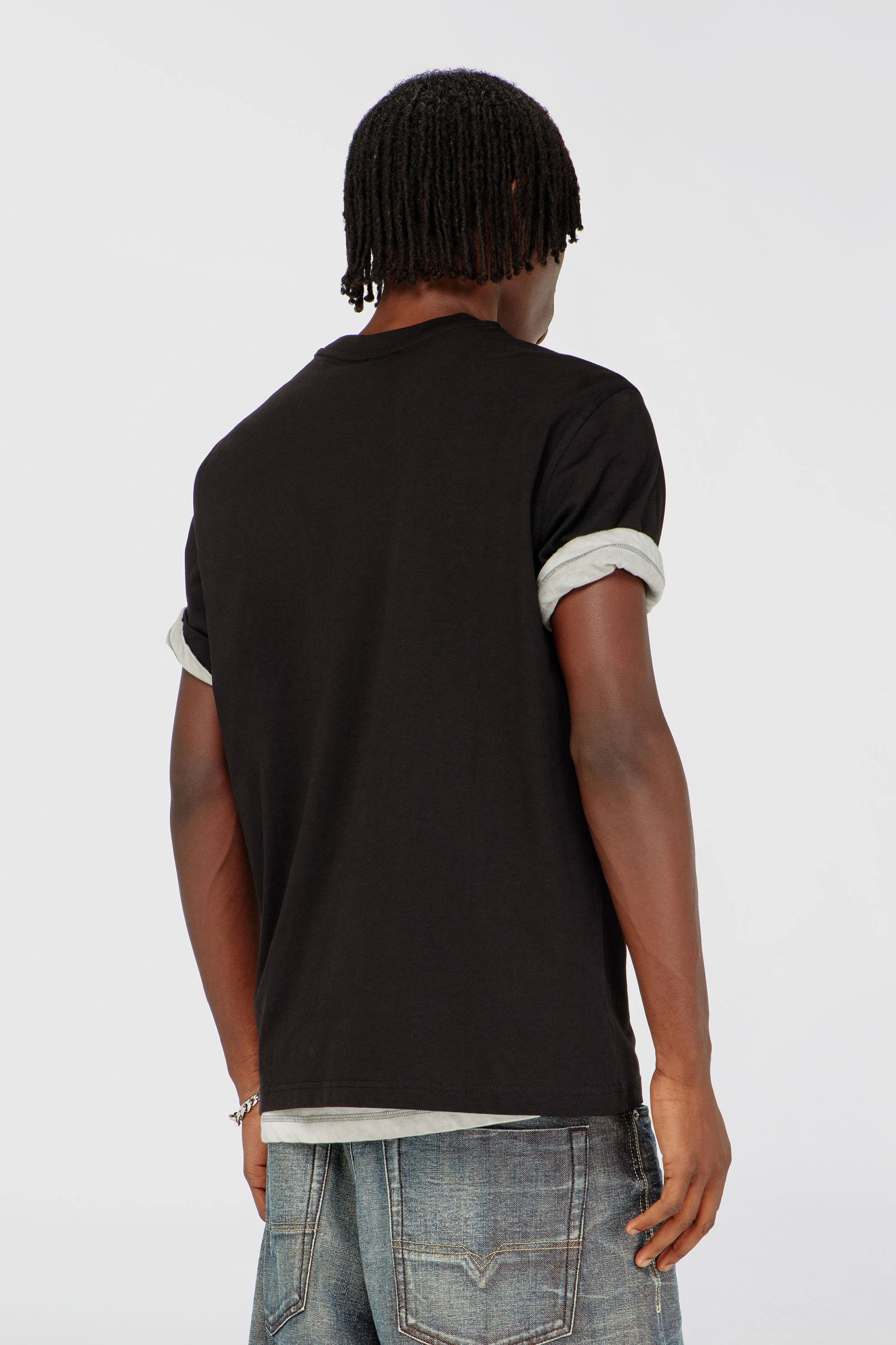 Diesel - T-ADJUST-AA12, Herren T-Shirt aus Baumwolle mit Logo patch in Schwarz - 4
