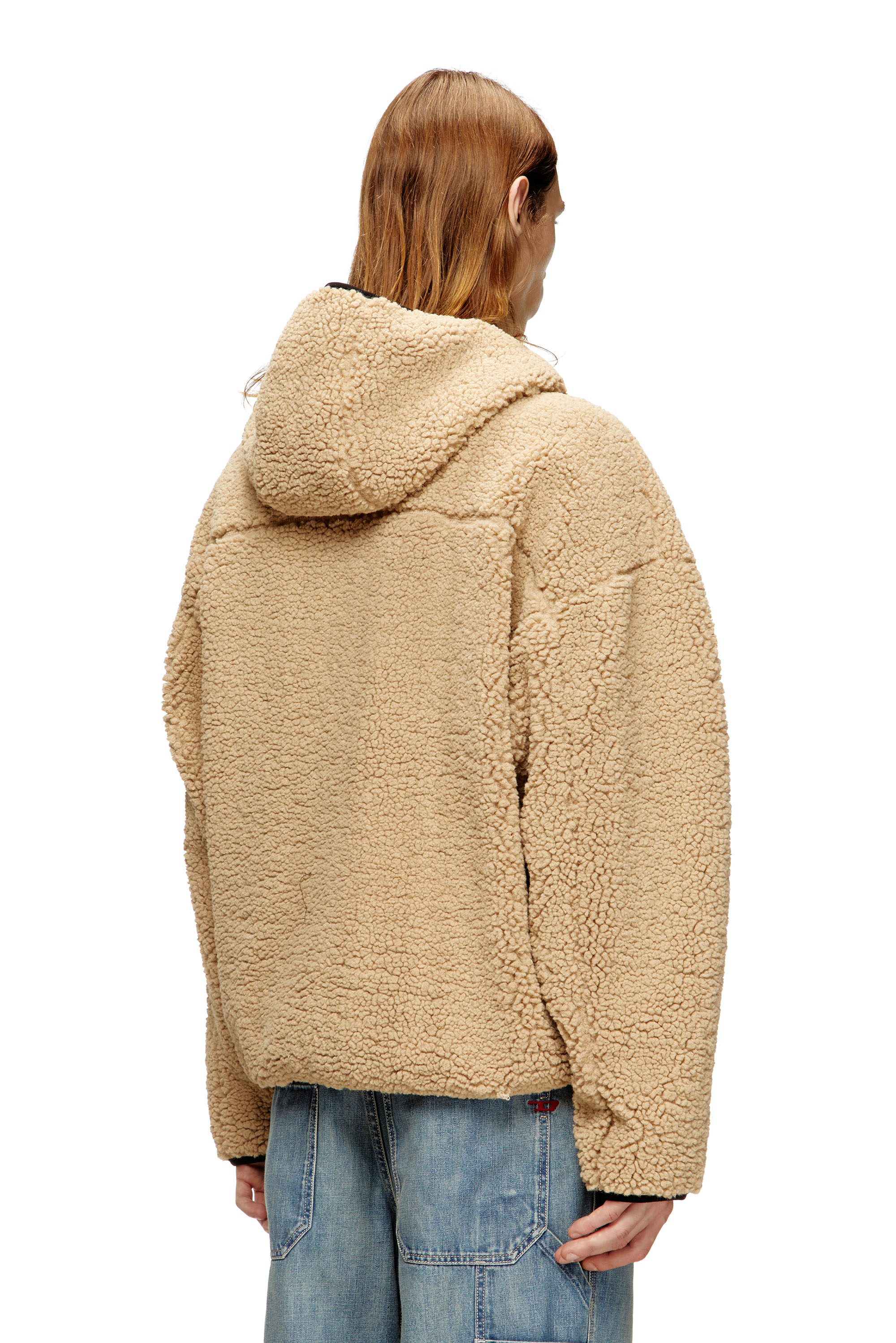 Diesel - S-ZAT, Felpa teddy con cappuccio Uomo in Beige - 4