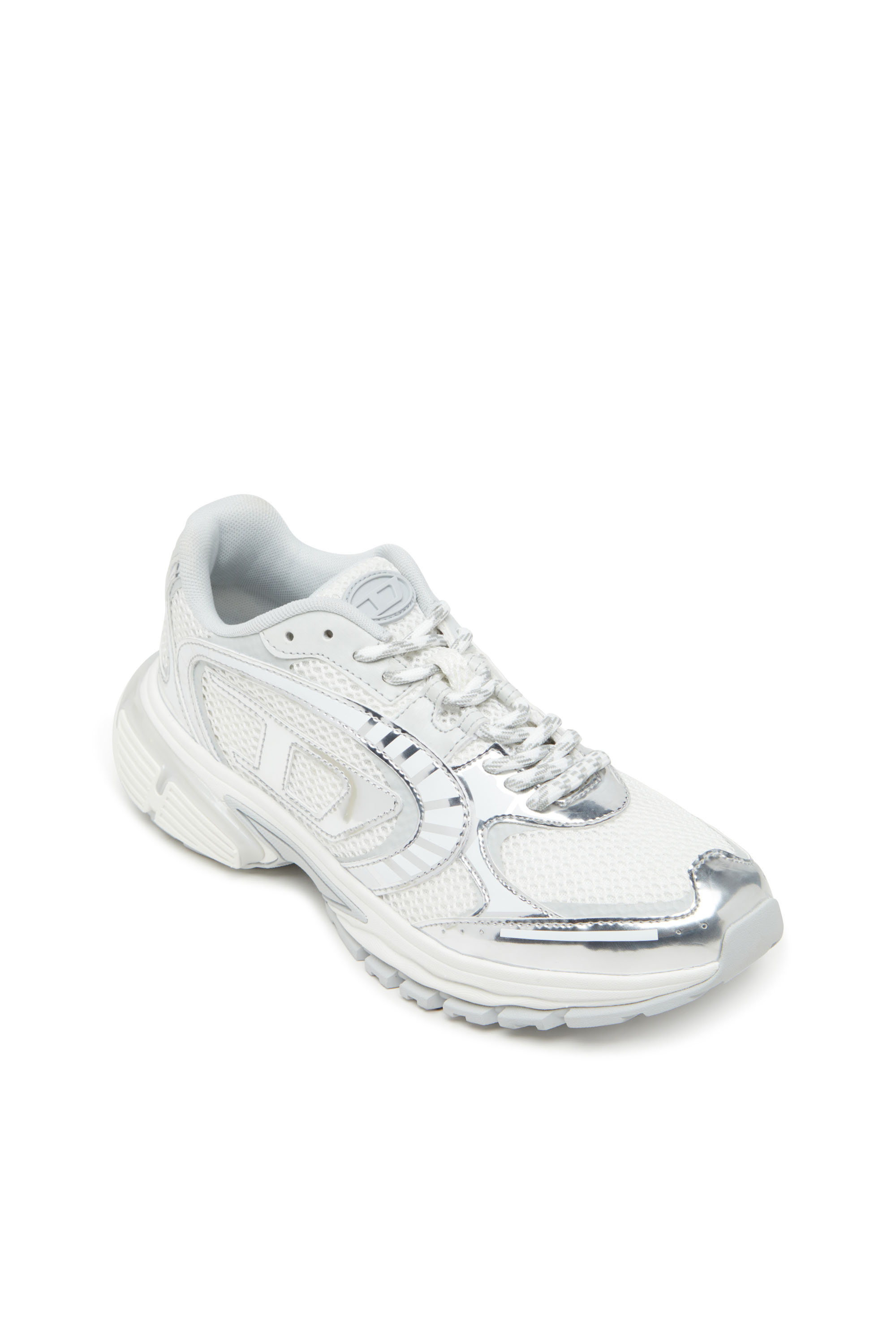 S-PRO-V-DENSE LOW W, Weiß/Silber Diesel - S-PRO-V-DENSE LOW W, Damen S-Pro-V-Dense-Sneakers aus Metallic-Mesh mit Oval D-Logo in Weiß/Silber - 6