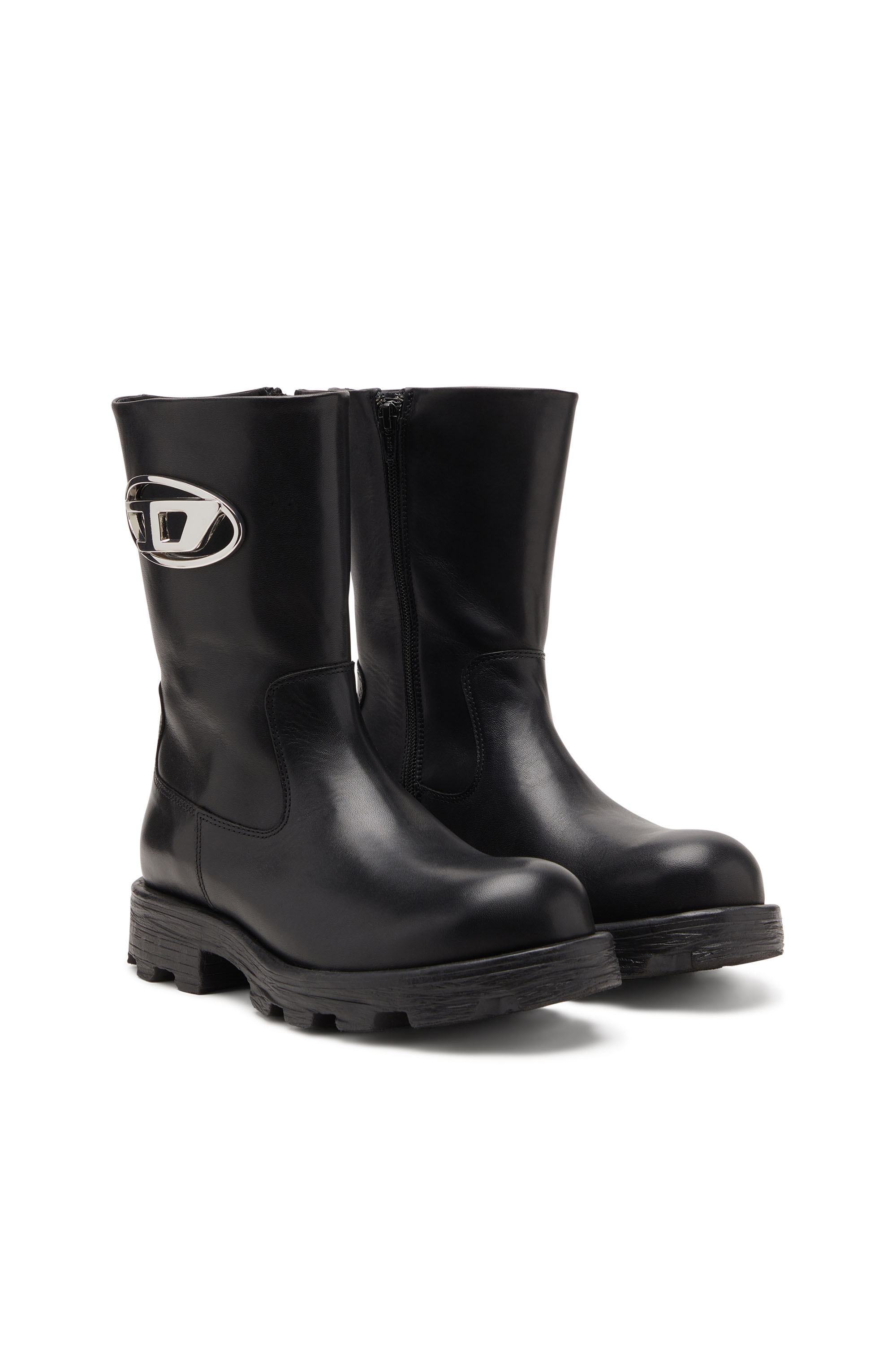 Diesel - D-HAMMER BKR D W, D-Hammer-Bottes de motard en cuir brillant Femme in ToBeDefined - 2