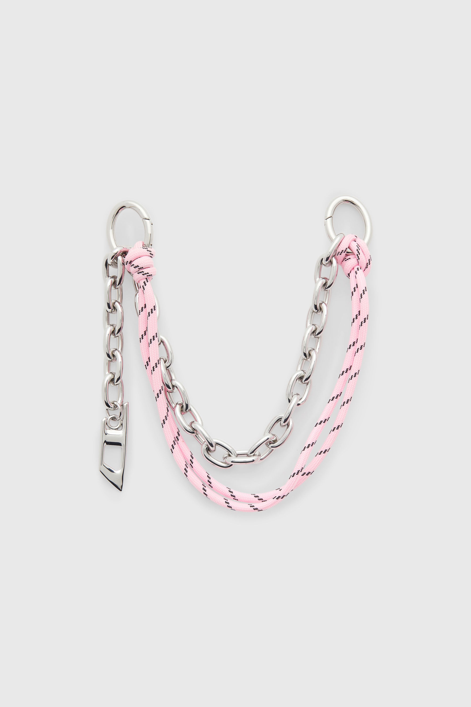 Diesel - CHAIN-D M, Breloque en m&eacute;tal avec cha&icirc;ne et d&eacute;tail corde Femme in Gris argent&eacute; - 1