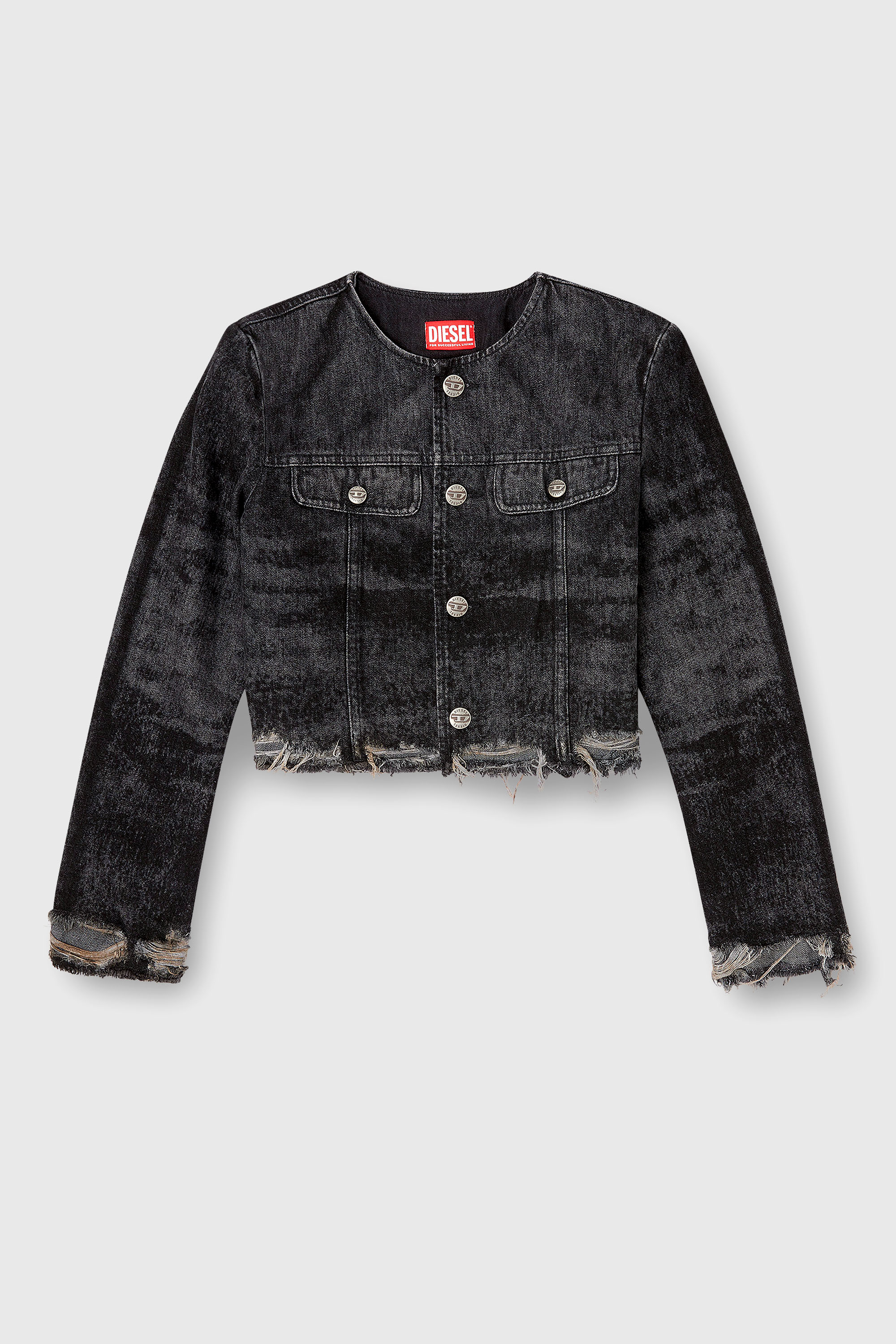 Diesel - DE-GRAFFY-FSH, Damen Jacke aus gelaserte Baumwolle-Hanf-Denim in Schwarz - 2