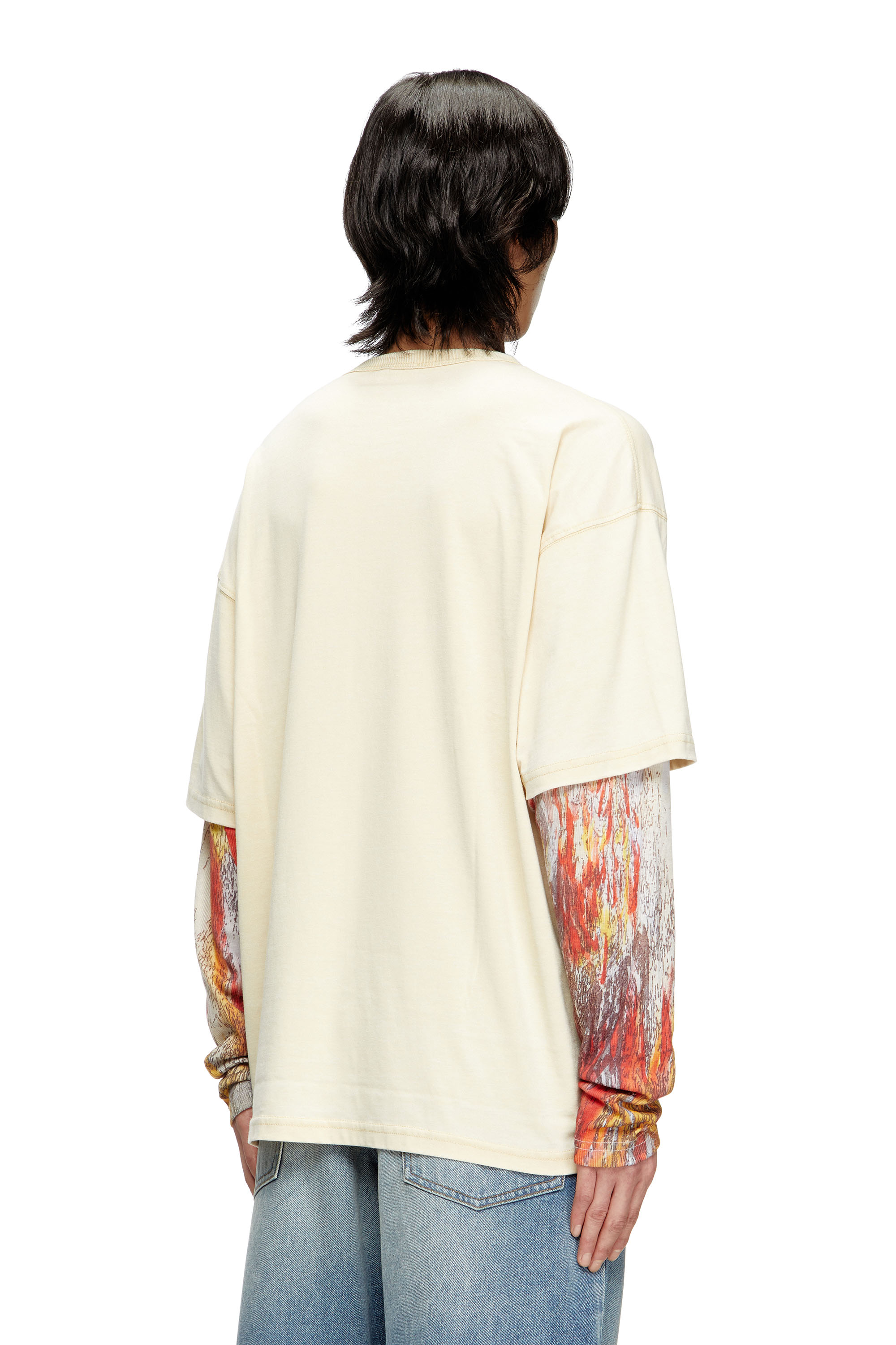 Diesel - T-BOXT-DB-LS-RIB-T1, Herren Langarm-T-Shirt mit Lageneffekt in Beige - 4