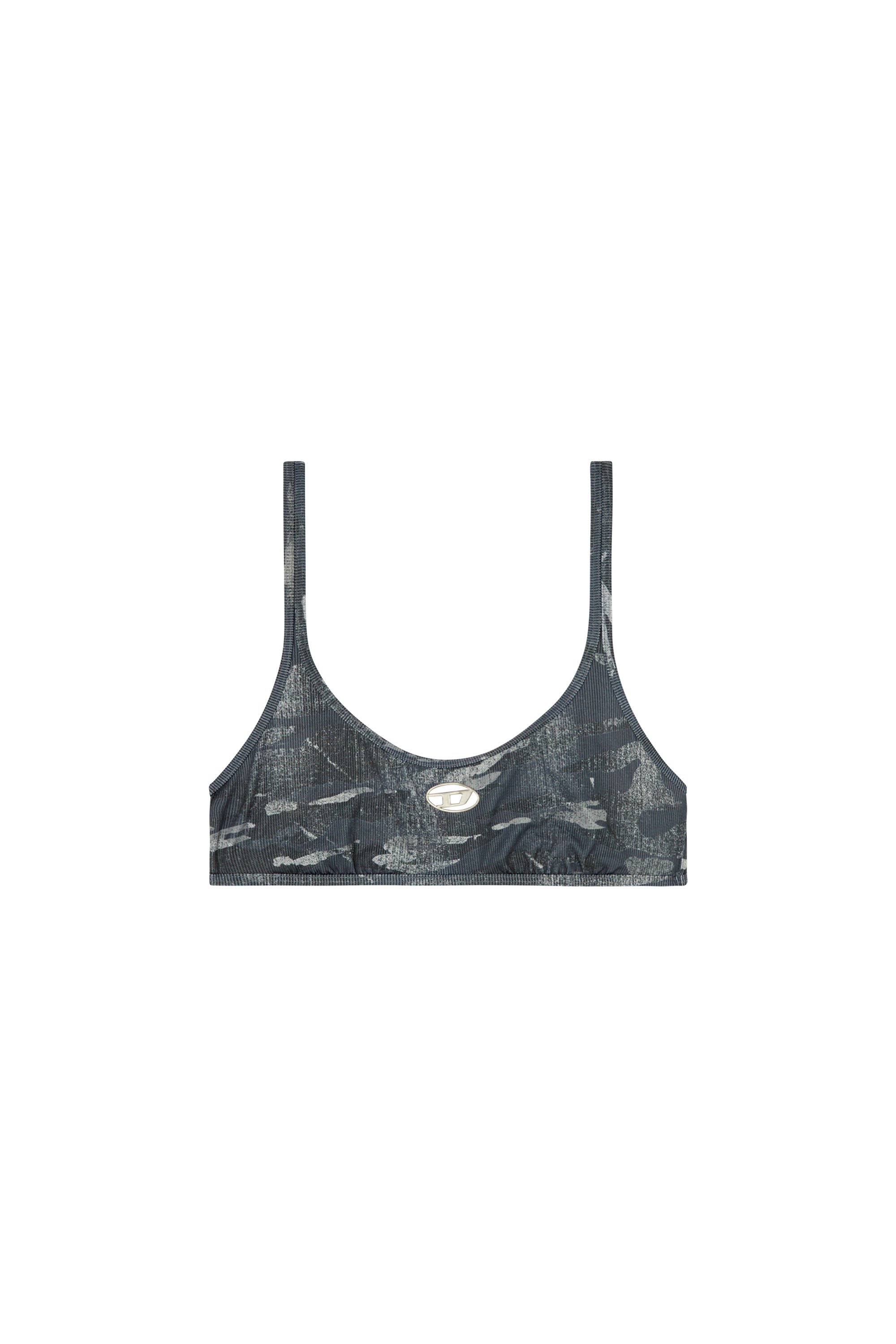 Diesel - UT-BRA-TOP-UTLT, Top bikini camouflage con logo cut-out Donna in Grigio - 4