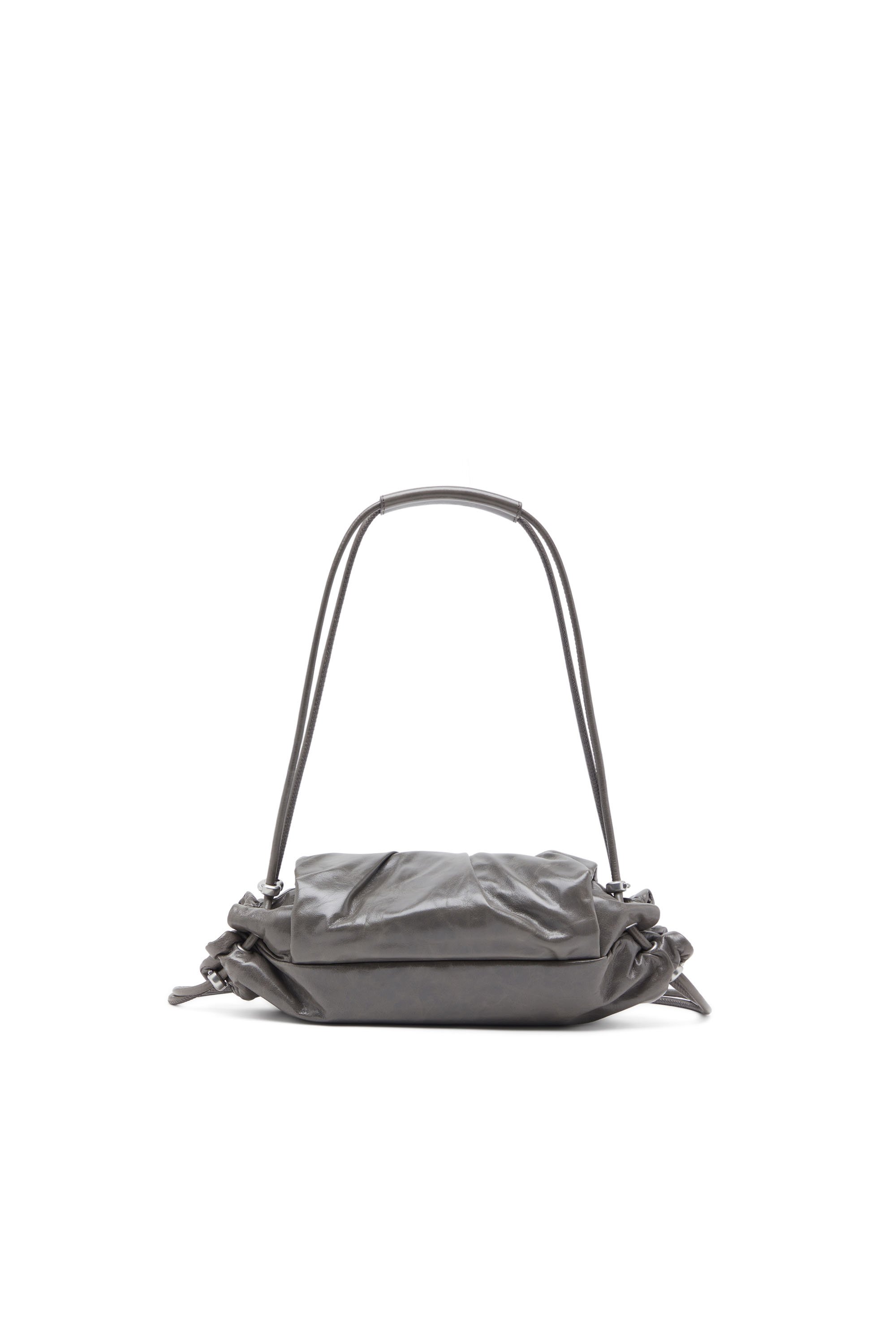 Diesel - SCRUNCH-D SHOULDER S, Scrunch-D S-Borsa a spalla arricciata in pelle lucida Donna in Grigio - 2