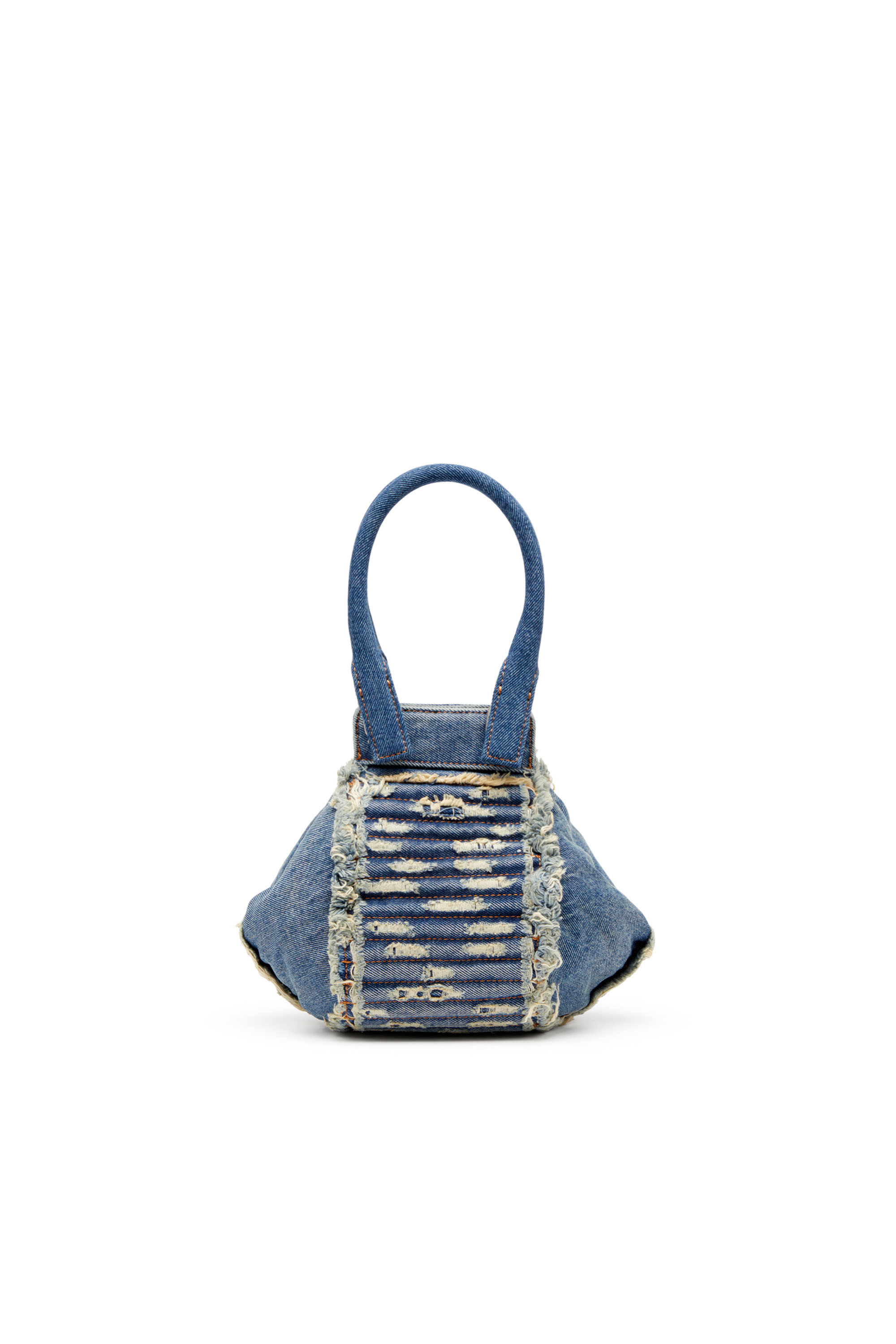 Diesel - D-VINA-XS, Woman D-Vina-Xs-Handbag in distressed quilted denim in Blue - Image 2